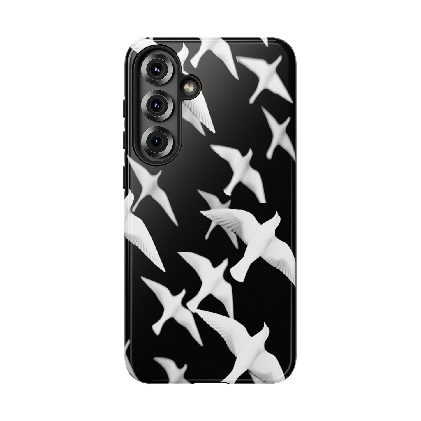 Smith & Raven | Flock of Seagulls Tough Case | Black w/White Bird Pattern | Phone Case