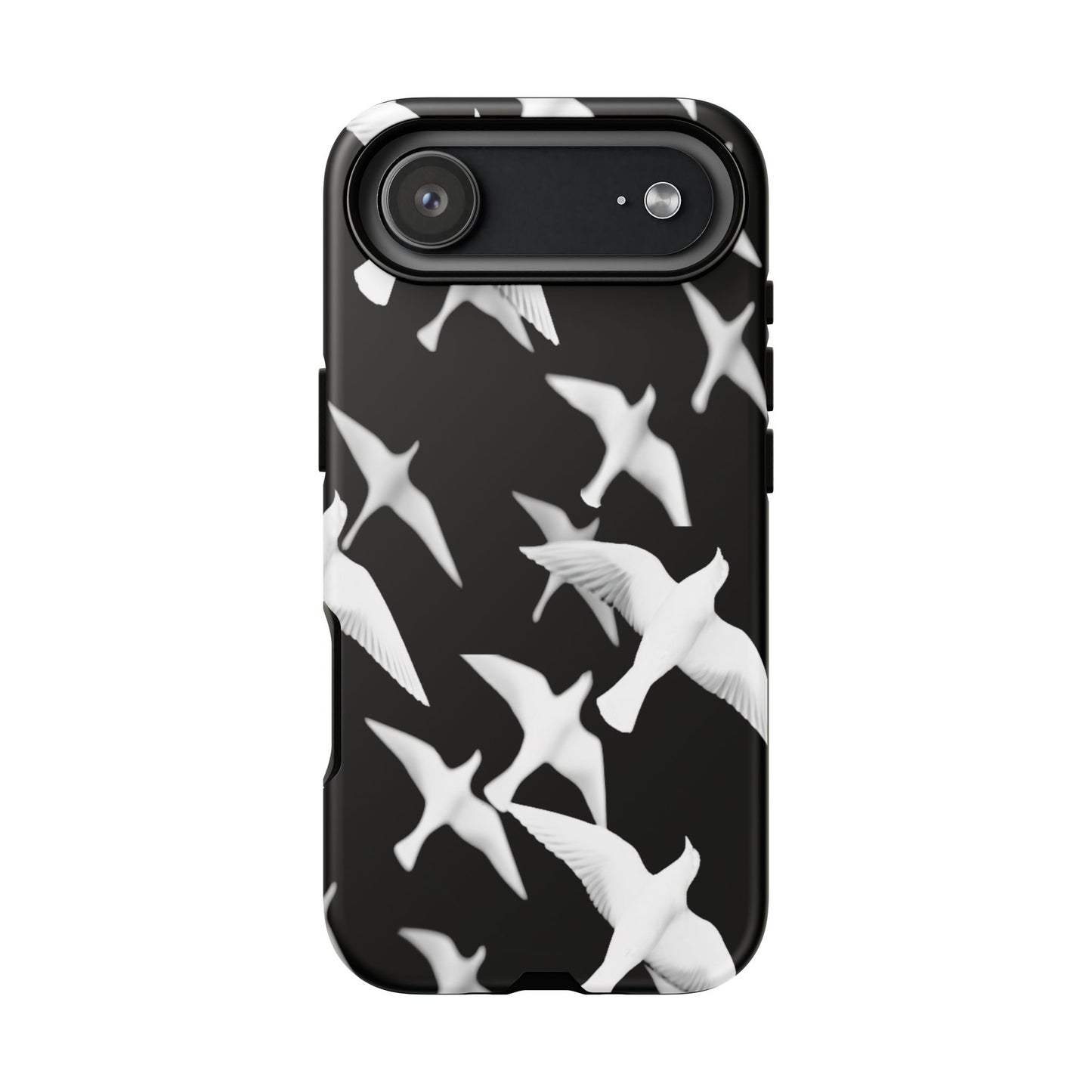 Smith & Raven | Flock of Seagulls Tough Case | Black w/White Bird Pattern | Phone Case