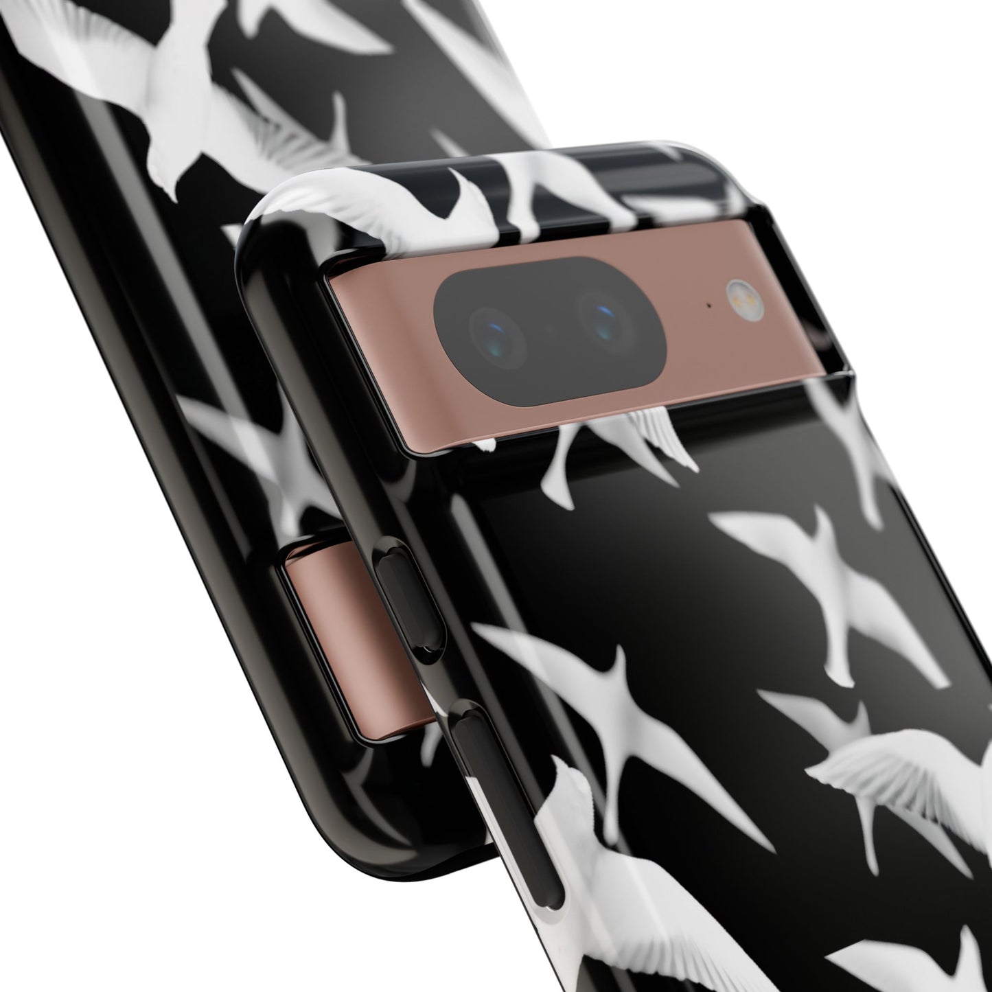 Smith & Raven | Flock of Seagulls Tough Case | Black w/White Bird Pattern | Phone Case