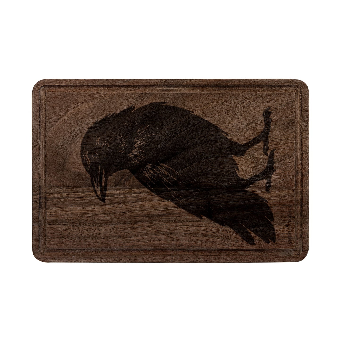 Raven Illustration Wooden Cutting Board | Engraved Serving Board | Minimalist Rustic Design | Housewarming Gift | Smith & Raven