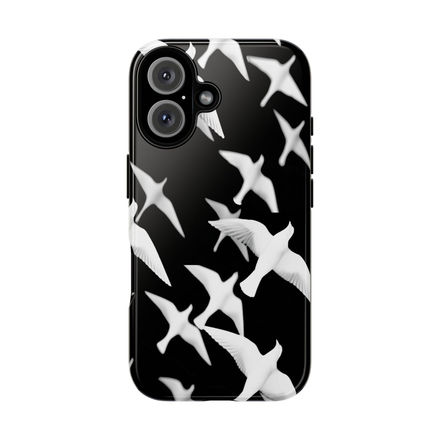 Smith & Raven | Flock of Seagulls Tough Case | Black w/White Bird Pattern | Phone Case