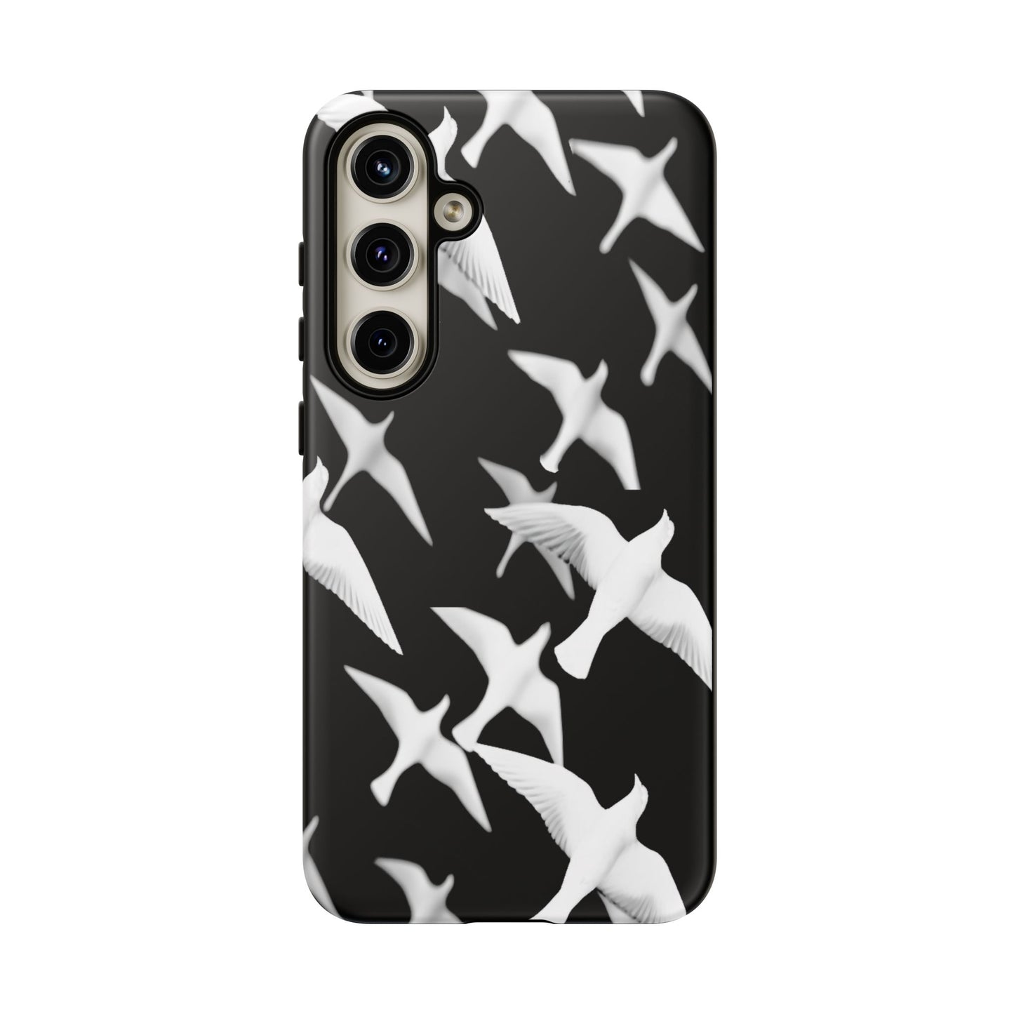 Smith & Raven | Flock of Seagulls Tough Case | Black w/White Bird Pattern | Phone Case