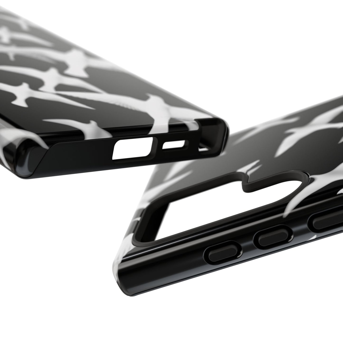 Smith & Raven | Flock of Seagulls Tough Case | Black w/White Bird Pattern | Phone Case