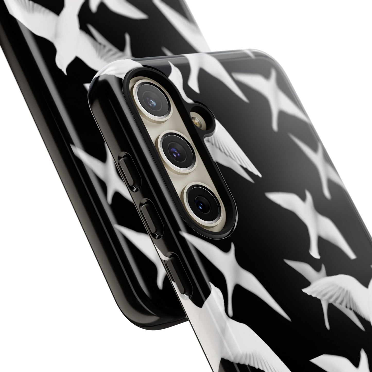 Smith & Raven | Flock of Seagulls Tough Case | Black w/White Bird Pattern | Phone Case