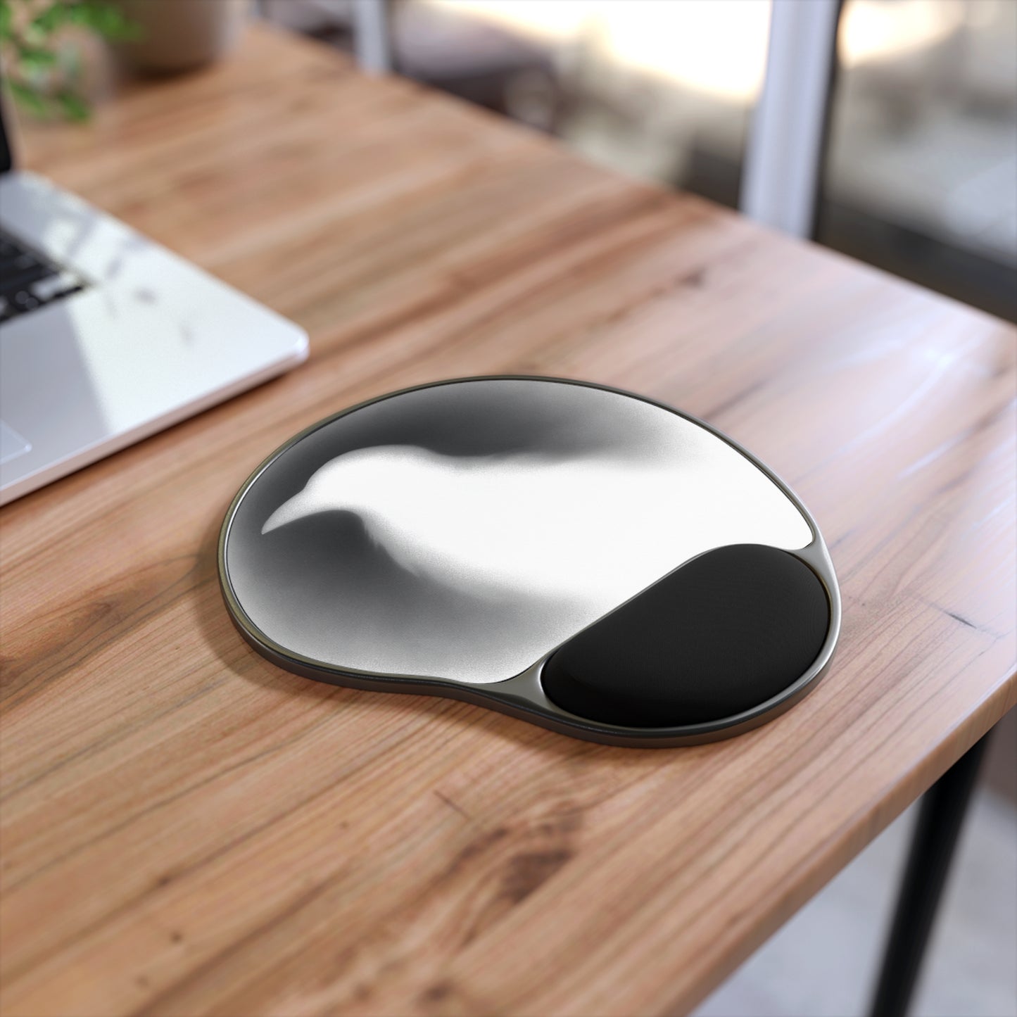 Smith & Raven | White Raven Silhouette | Mouse Pad with Wrist Rest