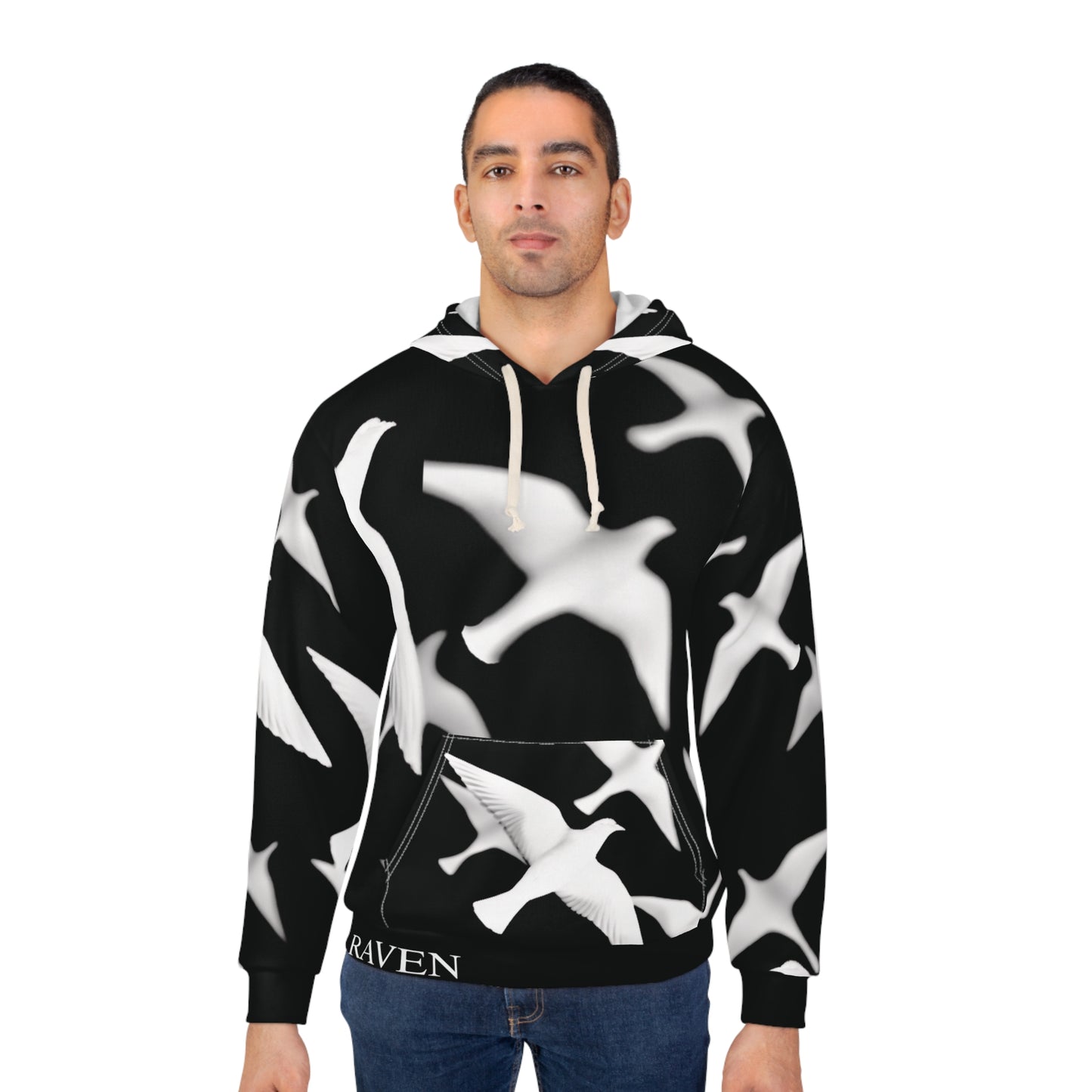 Smith & Raven | Flock of Seagulls Silhouette Hoodie | Black w/White Bird Print