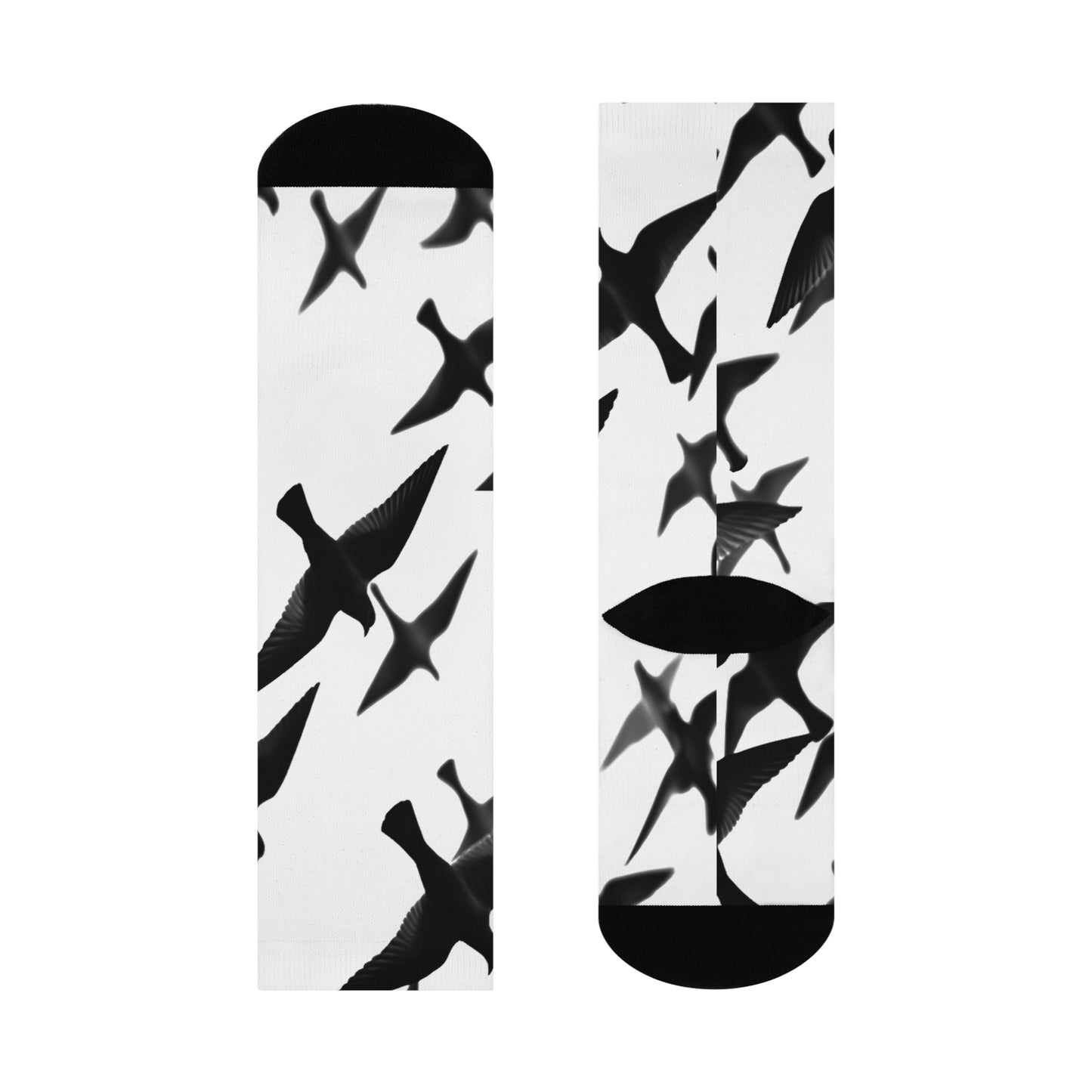 Smith & Raven | Flock of Seagulls Cushioned Crew Socks | White w/Black Bird Pattern