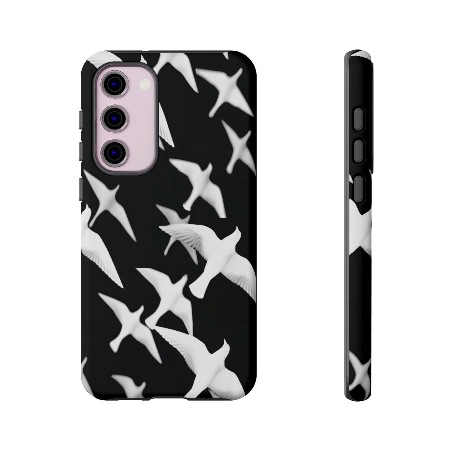 Smith & Raven | Flock of Seagulls Tough Case | Black w/White Bird Pattern | Phone Case