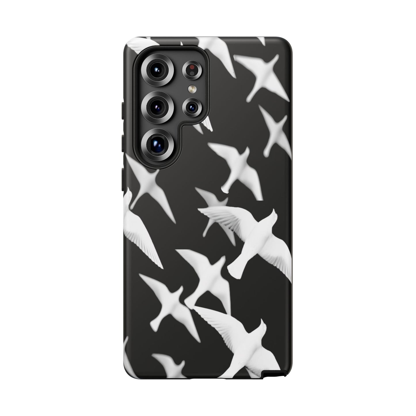 Smith & Raven | Flock of Seagulls Tough Case | Black w/White Bird Pattern | Phone Case