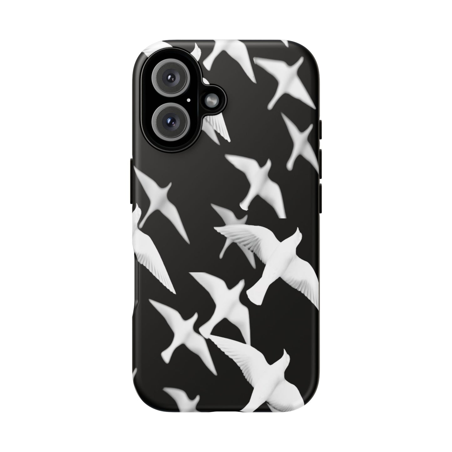 Smith & Raven | Flock of Seagulls Tough Case | Black w/White Bird Pattern | Phone Case