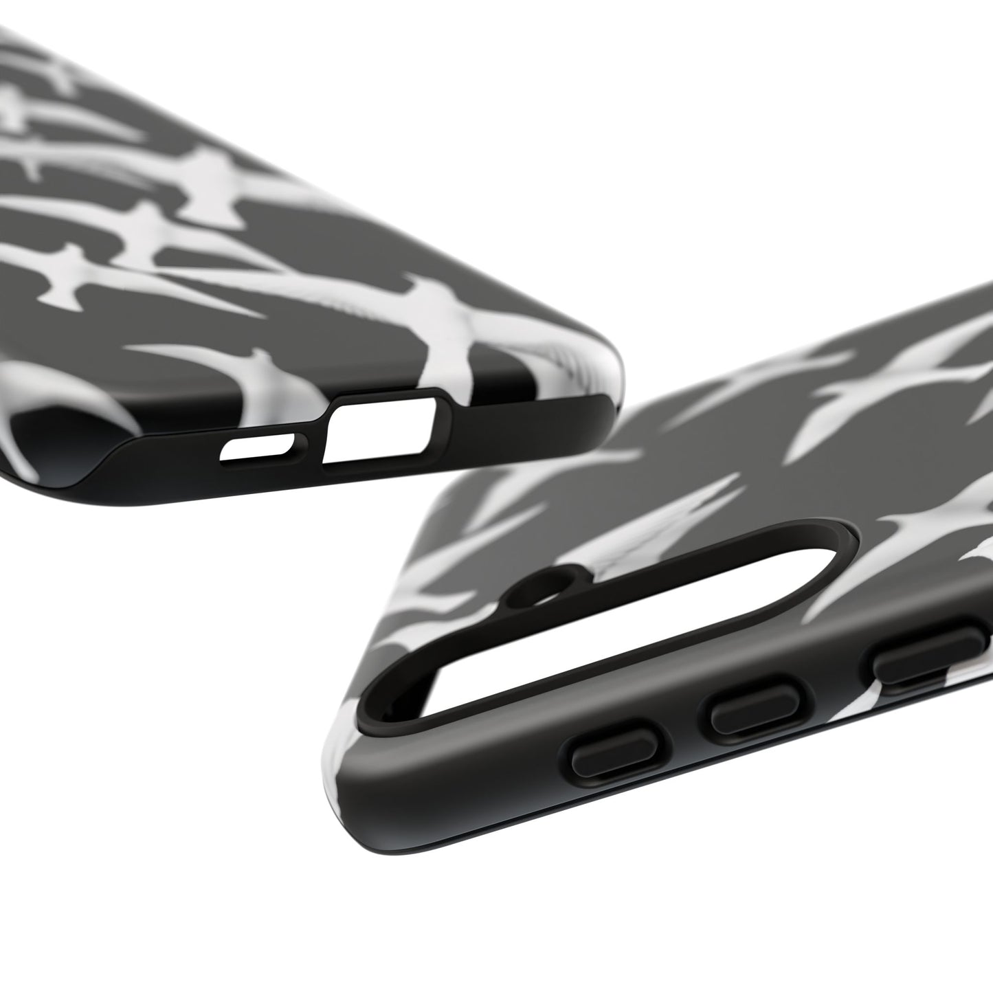 Smith & Raven | Flock of Seagulls Tough Case | Black w/White Bird Pattern | Phone Case