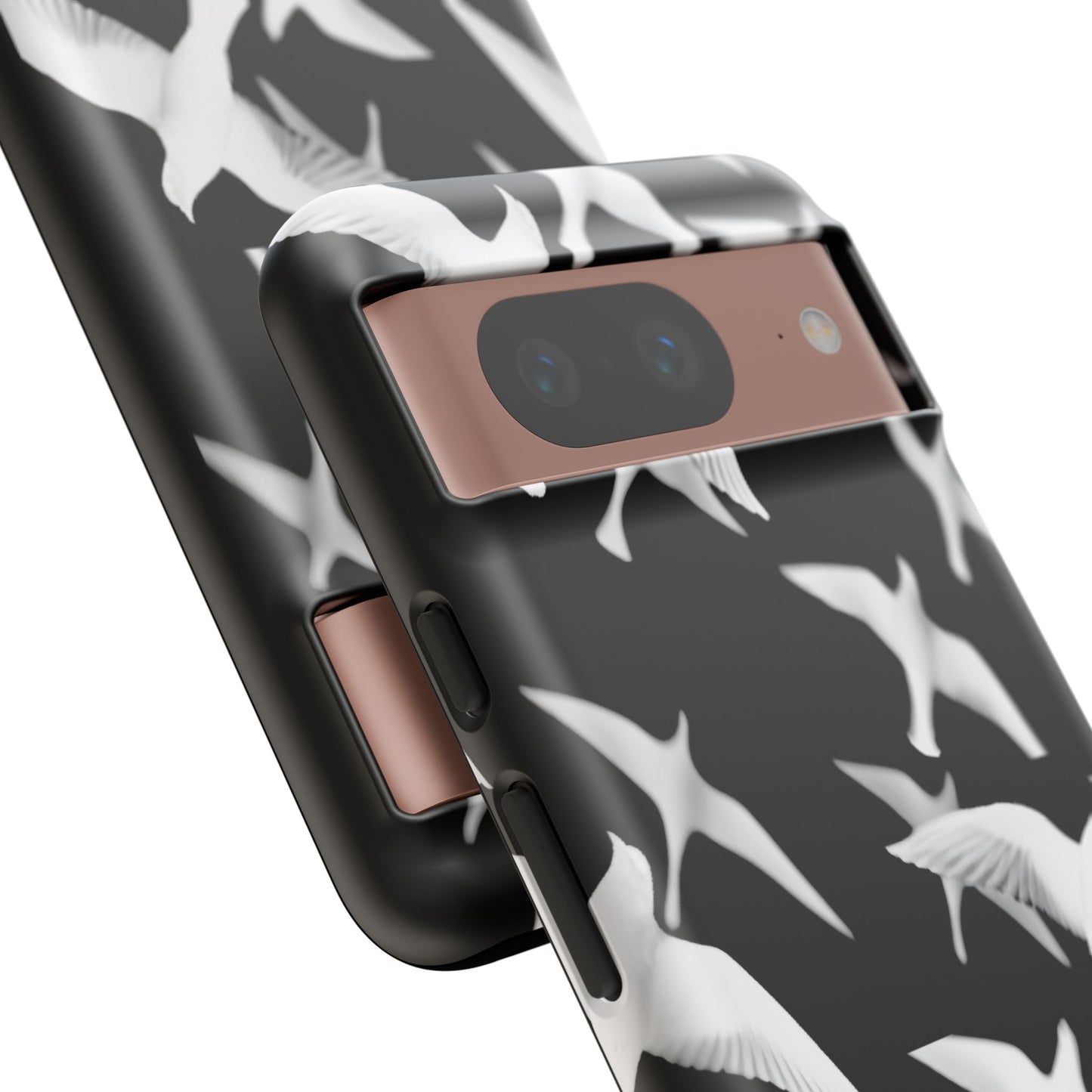 Smith & Raven | Flock of Seagulls Tough Case | Black w/White Bird Pattern | Phone Case