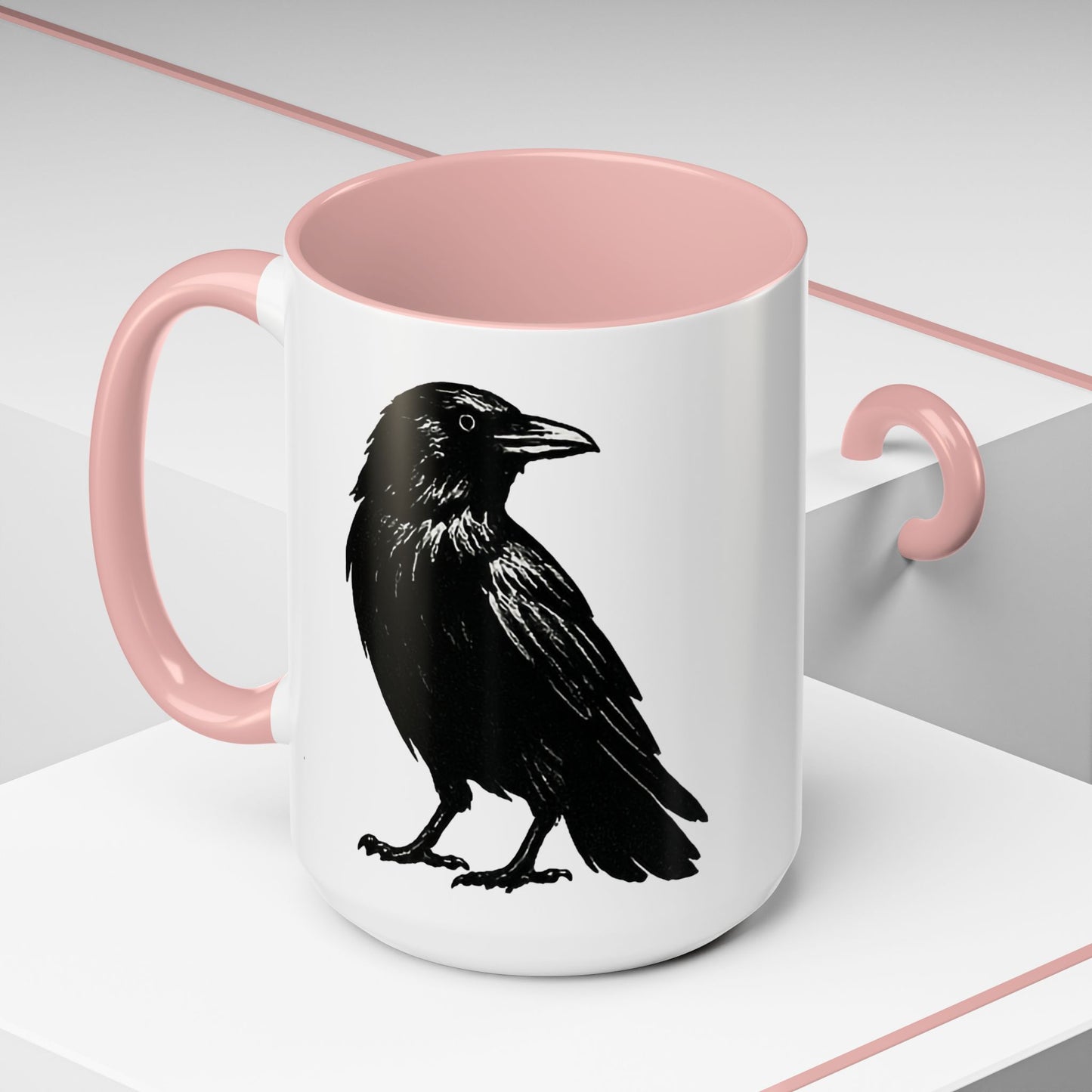 Smith & Raven | Black Raven Illustration | Accent Color Mugs | 11oz, 15oz
