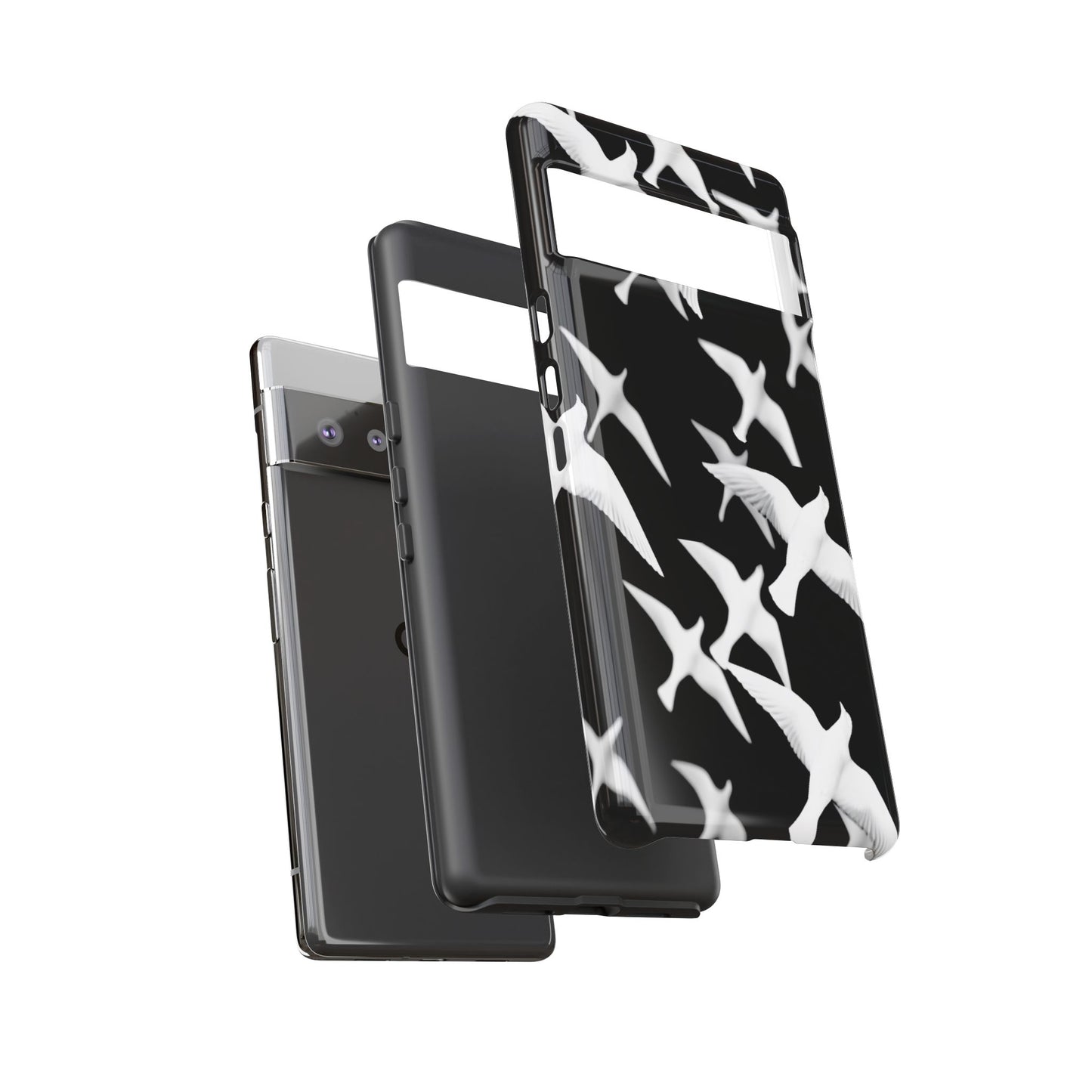 Smith & Raven | Flock of Seagulls Tough Case | Black w/White Bird Pattern | Phone Case