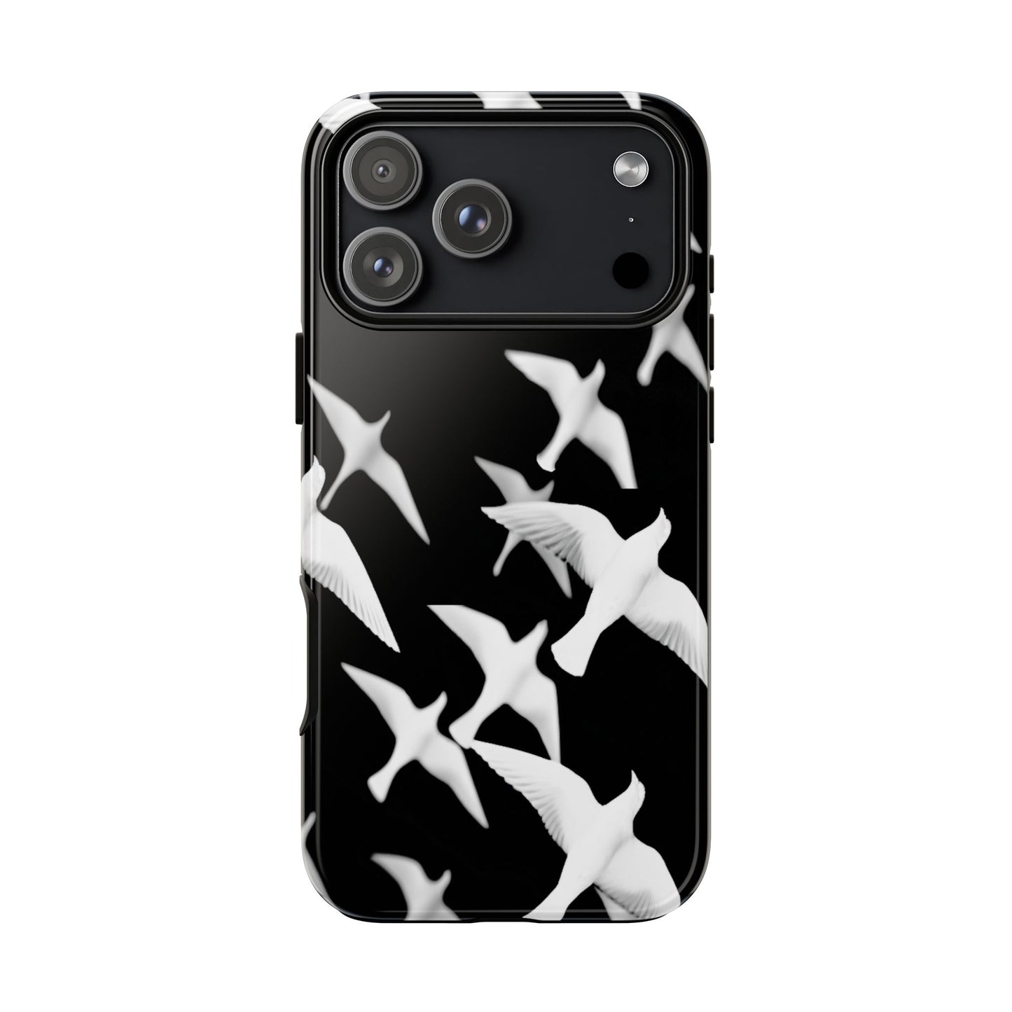 Smith & Raven | Flock of Seagulls Tough Case | Black w/White Bird Pattern | Phone Case
