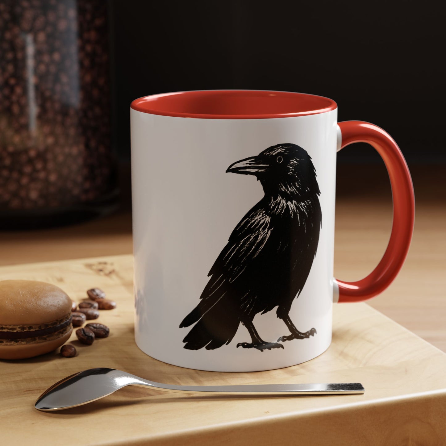 Smith & Raven | Black Raven Illustration | Accent Color Mugs | 11oz, 15oz