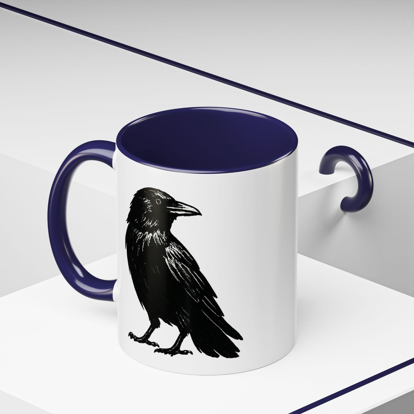 Smith & Raven | Black Raven Illustration | Accent Color Mugs | 11oz, 15oz