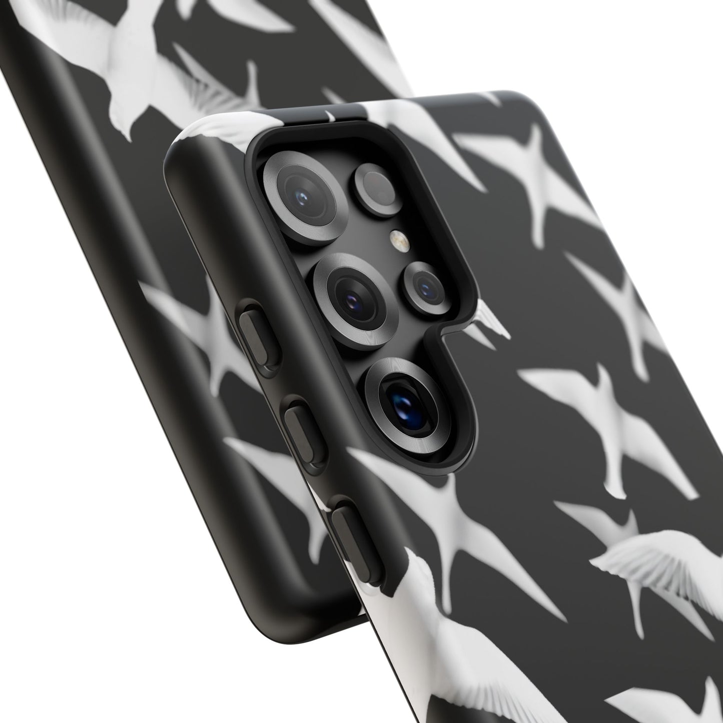 Smith & Raven | Flock of Seagulls Tough Case | Black w/White Bird Pattern | Phone Case