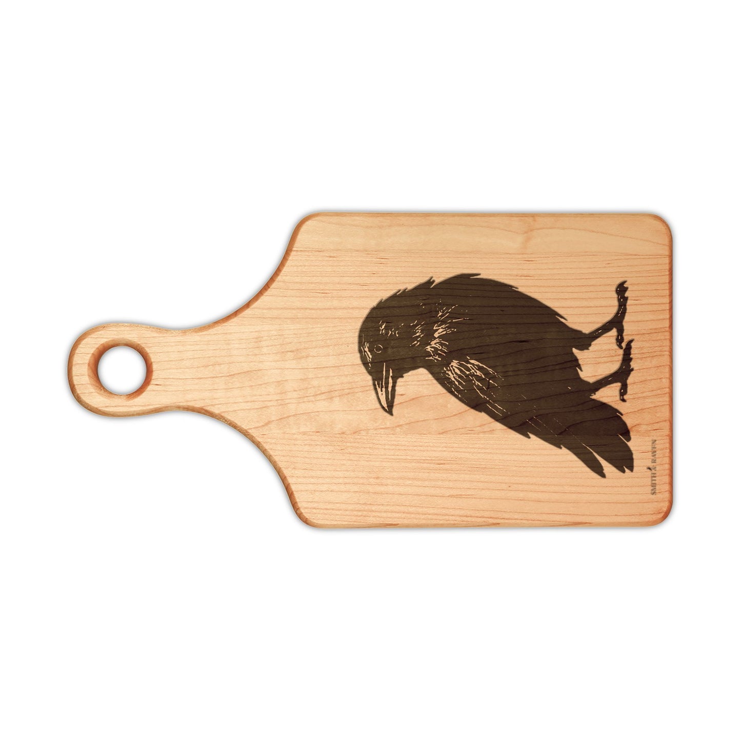 Raven Illustration Wooden Cutting Board | Engraved Serving Board | Minimalist Rustic Design | Housewarming Gift | Smith & Raven