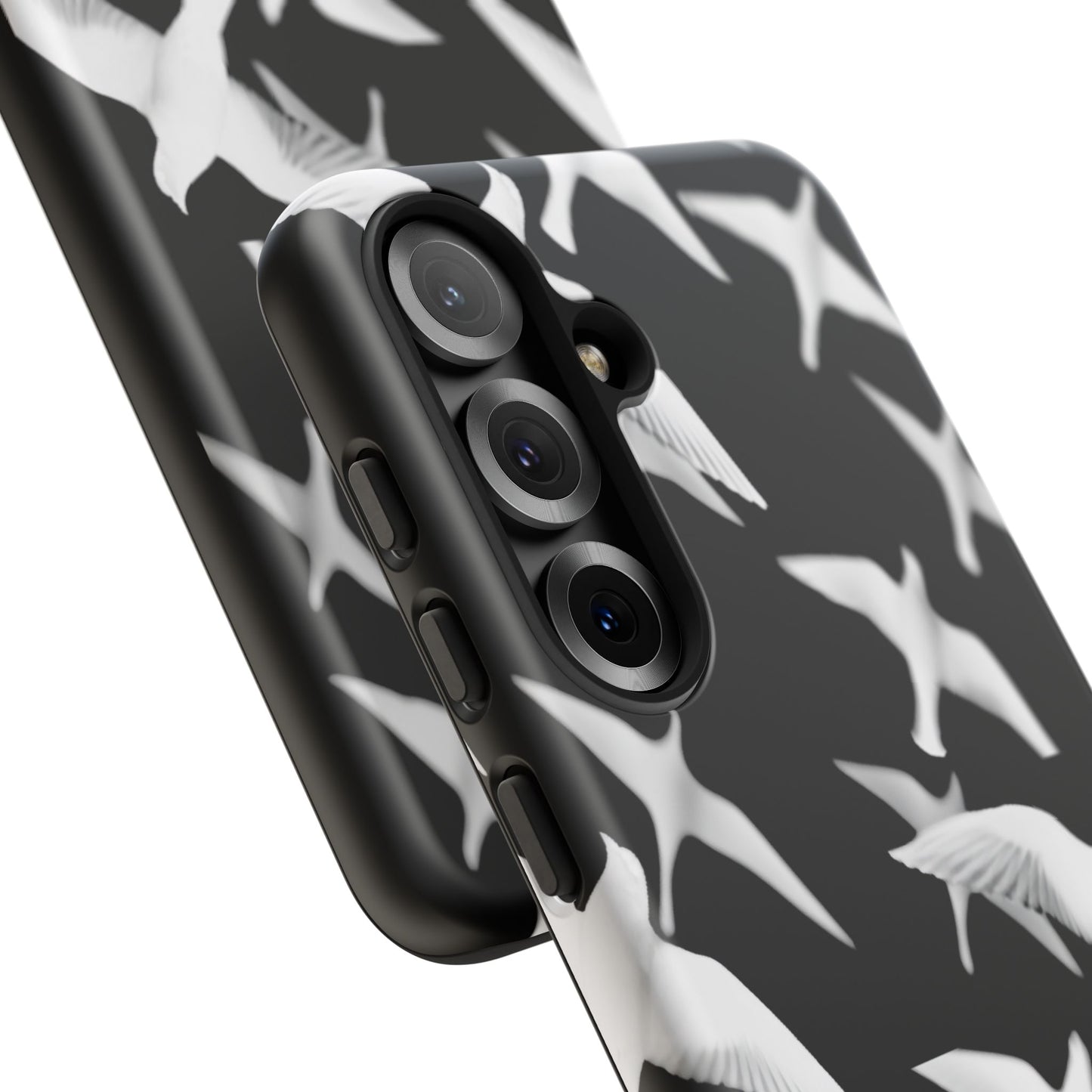 Smith & Raven | Flock of Seagulls Tough Case | Black w/White Bird Pattern | Phone Case