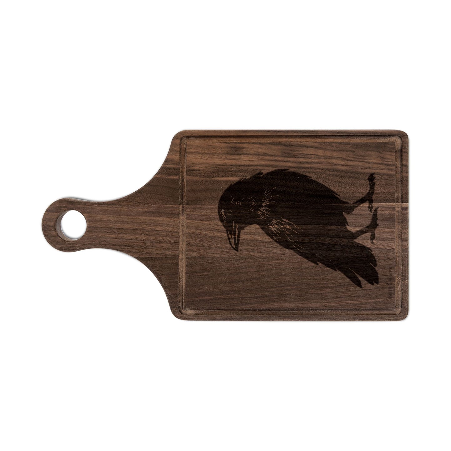 Raven Illustration Wooden Cutting Board | Engraved Serving Board | Minimalist Rustic Design | Housewarming Gift | Smith & Raven