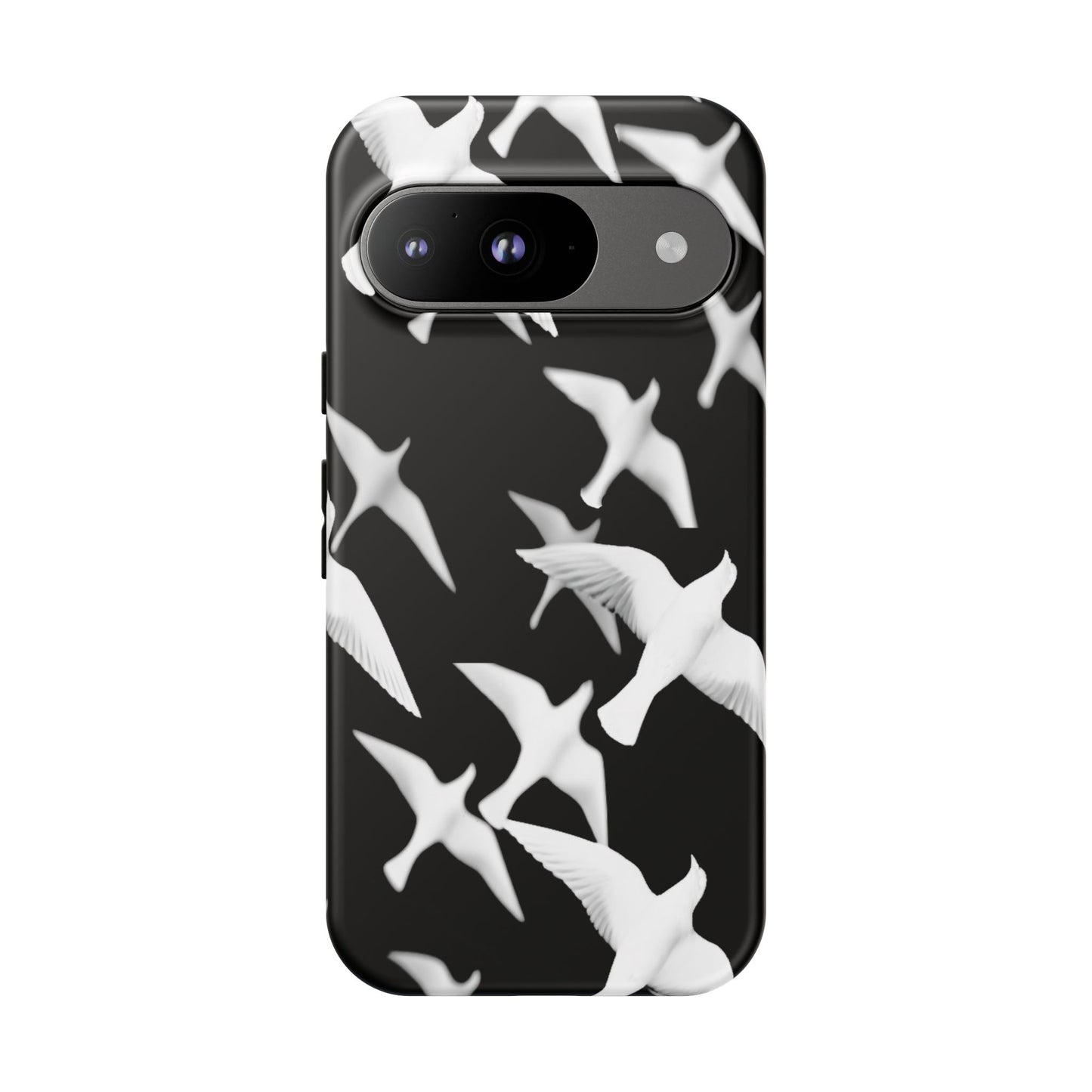 Smith & Raven | Flock of Seagulls Tough Case | Black w/White Bird Pattern | Phone Case