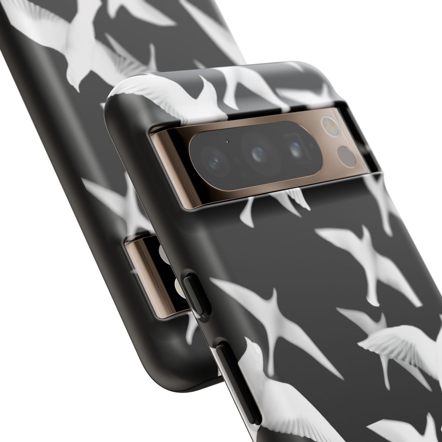 Smith & Raven | Flock of Seagulls Tough Case | Black w/White Bird Pattern | Phone Case