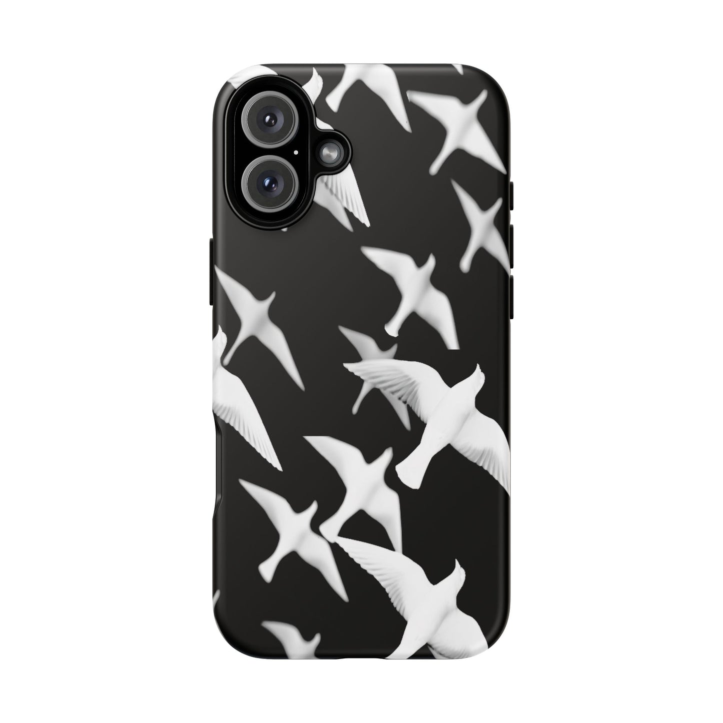 Smith & Raven | Flock of Seagulls Tough Case | Black w/White Bird Pattern | Phone Case
