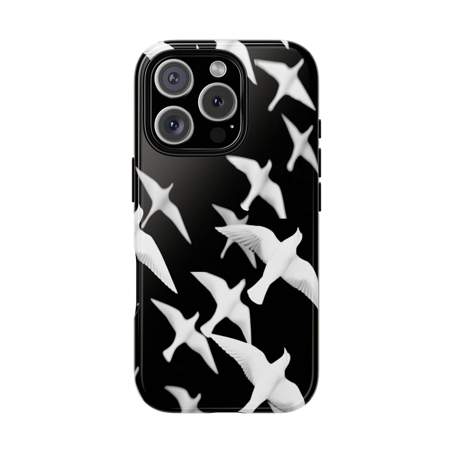 Smith & Raven | Flock of Seagulls Tough Case | Black w/White Bird Pattern | Phone Case