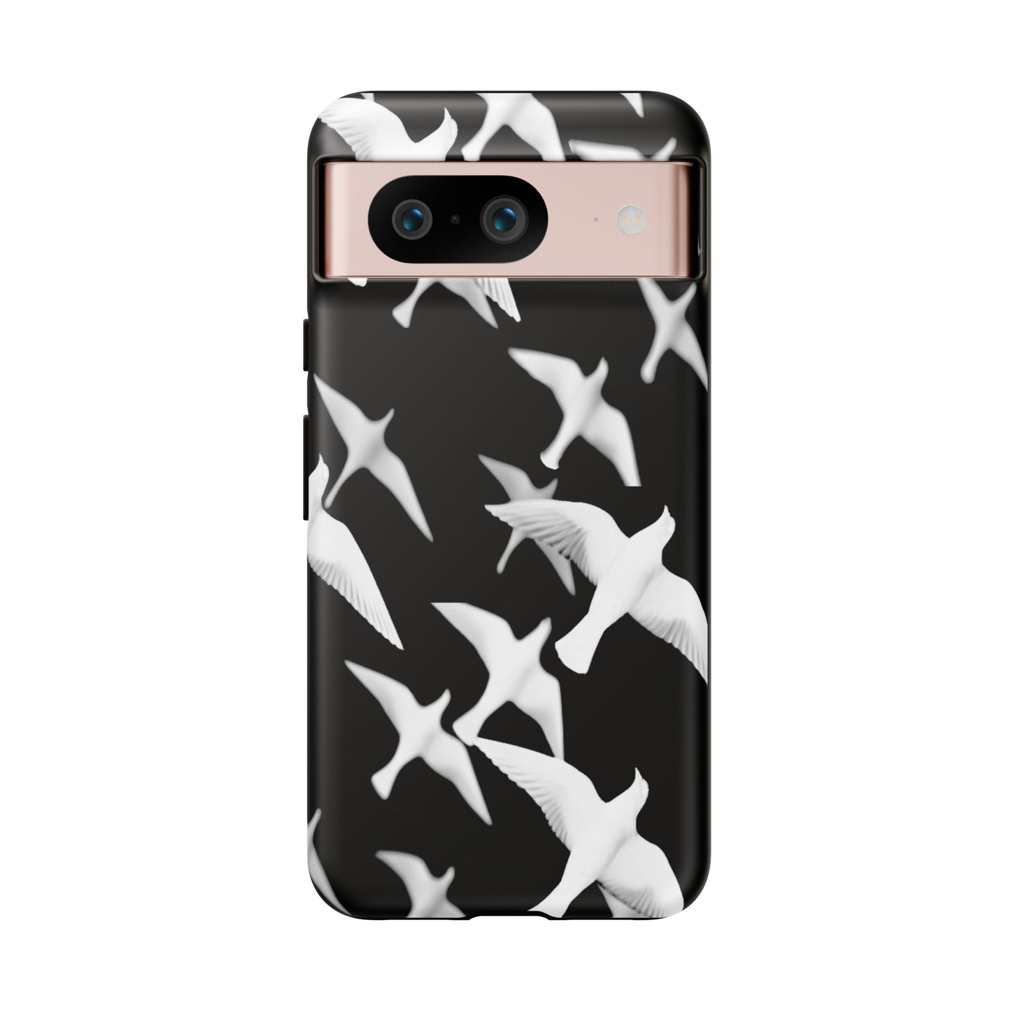 Smith & Raven | Flock of Seagulls Tough Case | Black w/White Bird Pattern | Phone Case
