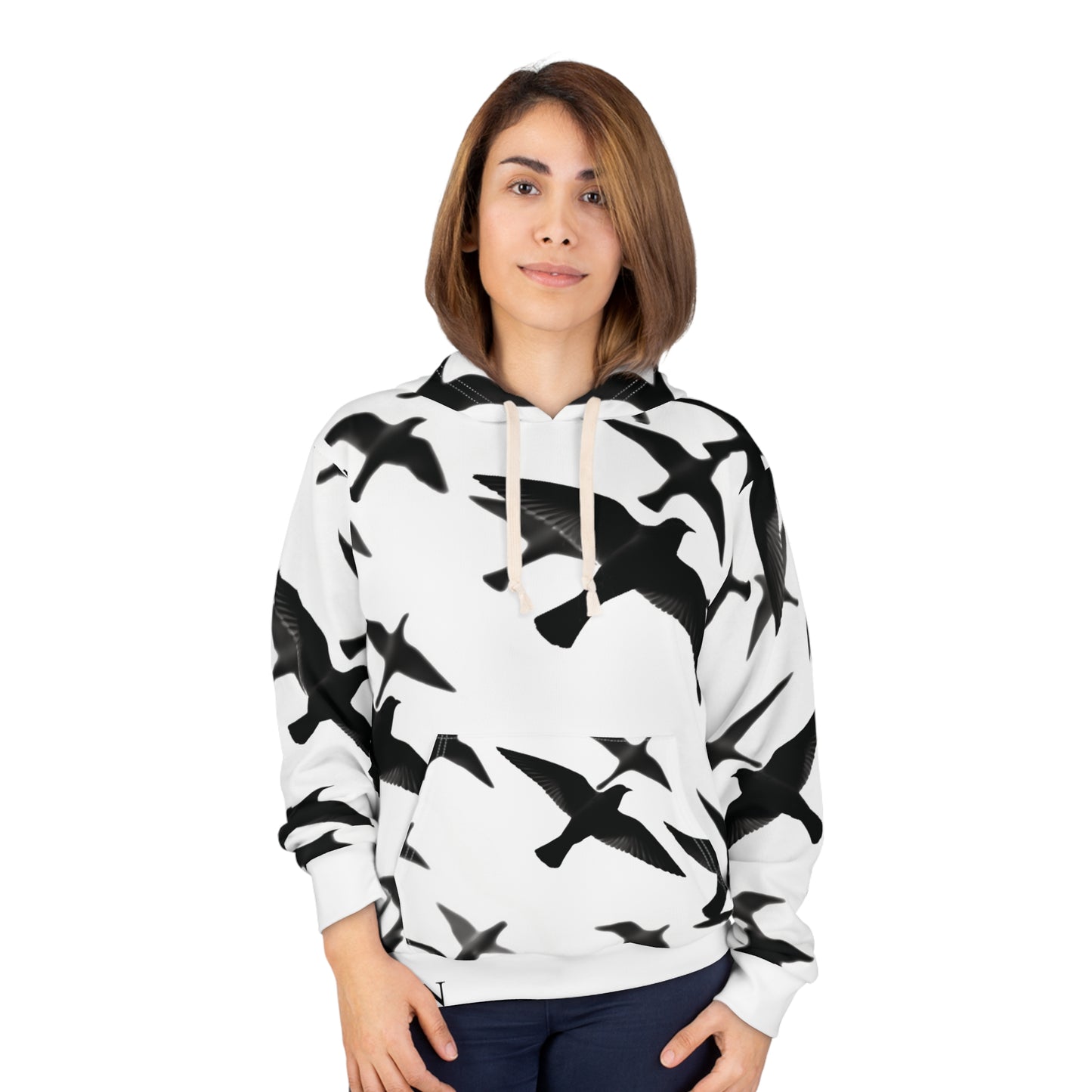 Smith & Raven | Flock of Seagulls Hoodie | White w/Black Birds