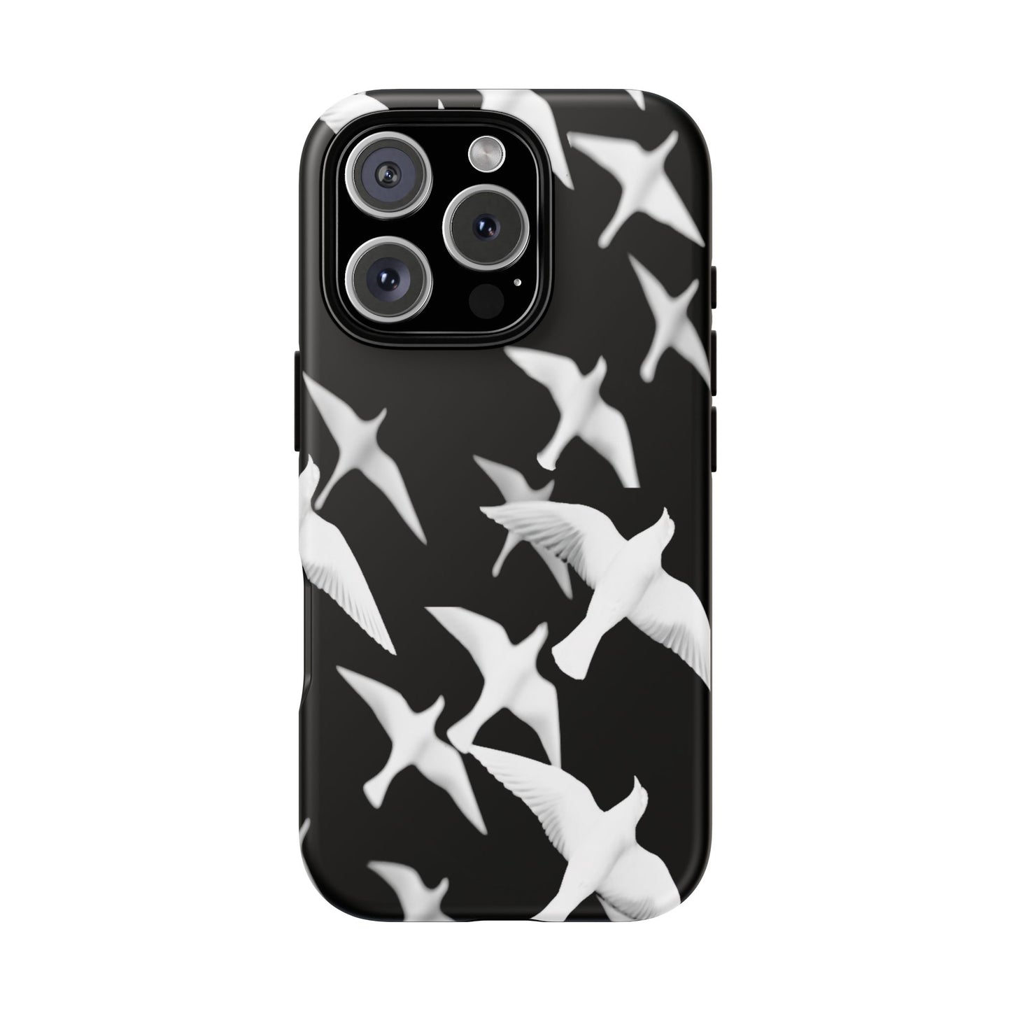 Smith & Raven | Flock of Seagulls Tough Case | Black w/White Bird Pattern | Phone Case
