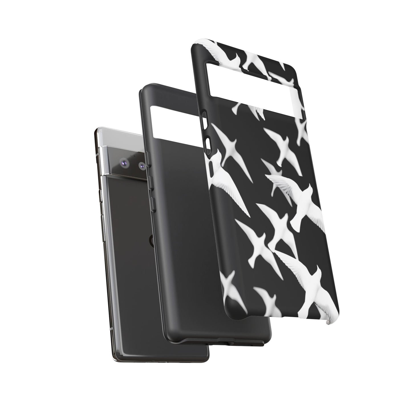 Smith & Raven | Flock of Seagulls Tough Case | Black w/White Bird Pattern | Phone Case