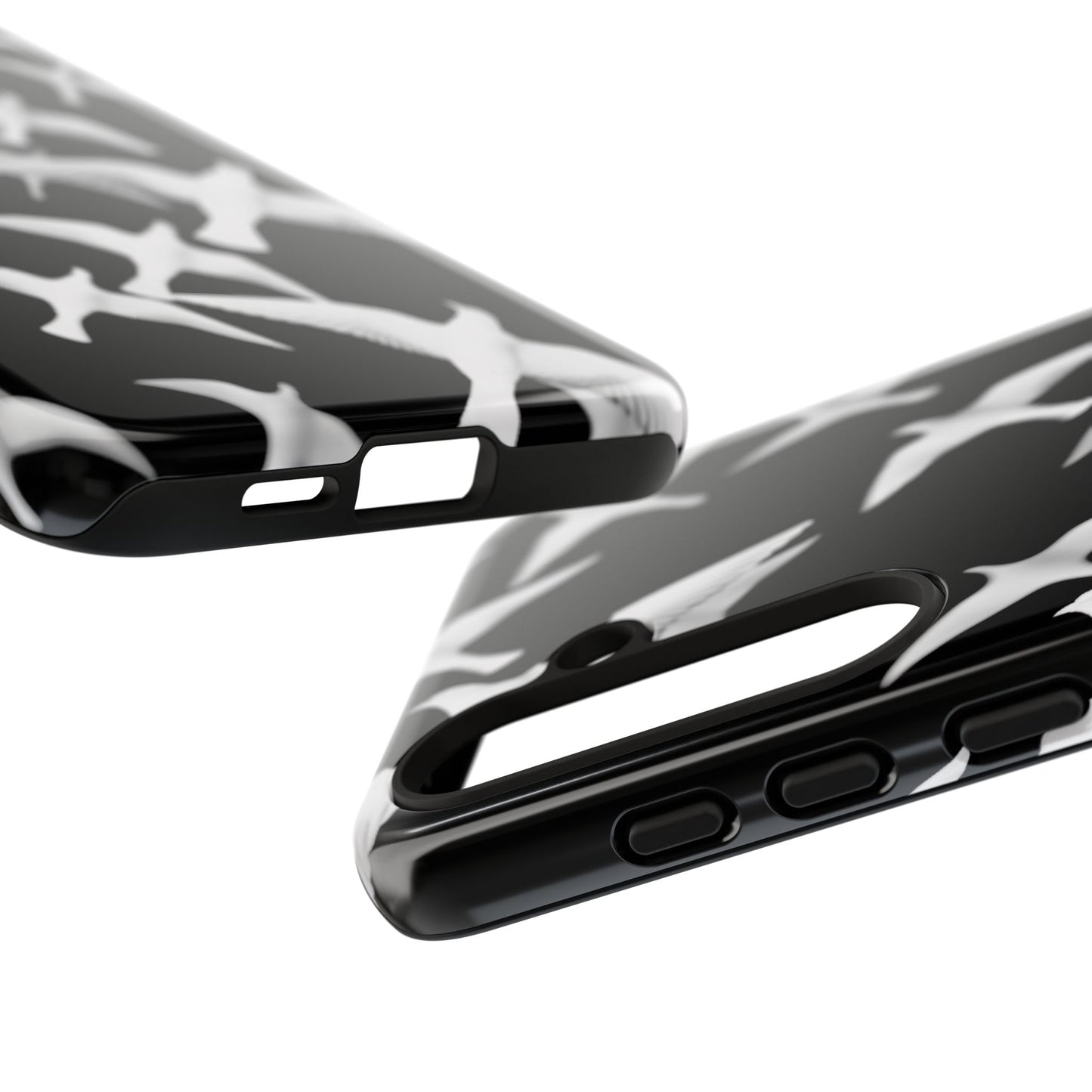 Smith & Raven | Flock of Seagulls Tough Case | Black w/White Bird Pattern | Phone Case