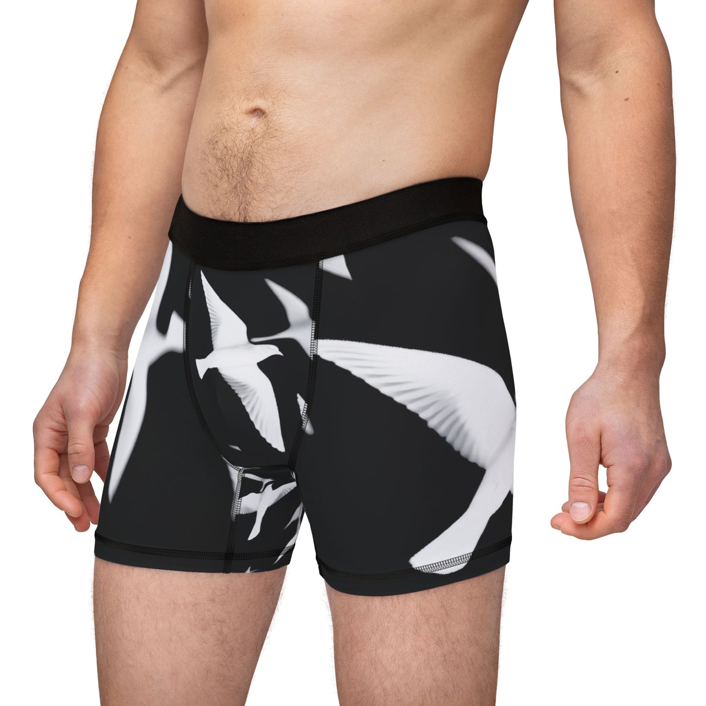 Smith & Raven | Flock of Seagulls Men's Boxers | Black w/White Birds