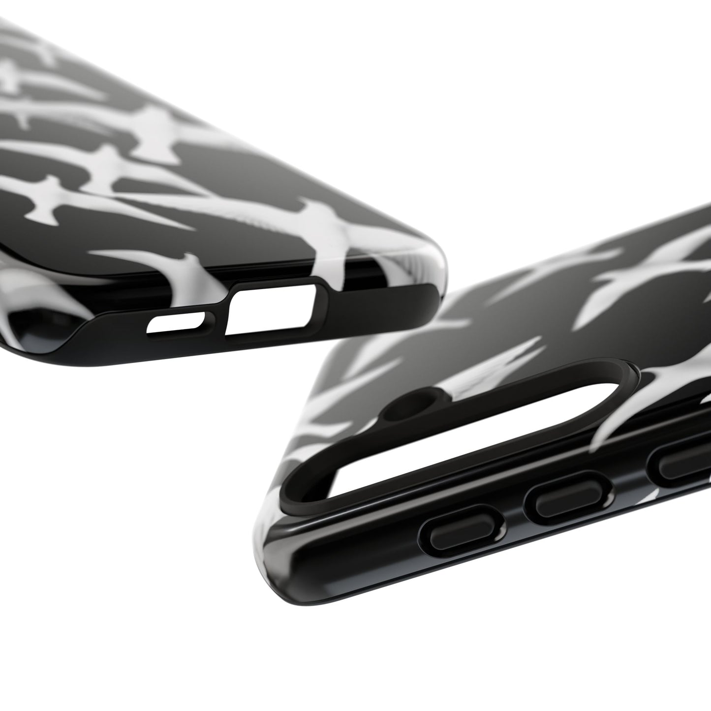 Smith & Raven | Flock of Seagulls Tough Case | Black w/White Bird Pattern | Phone Case