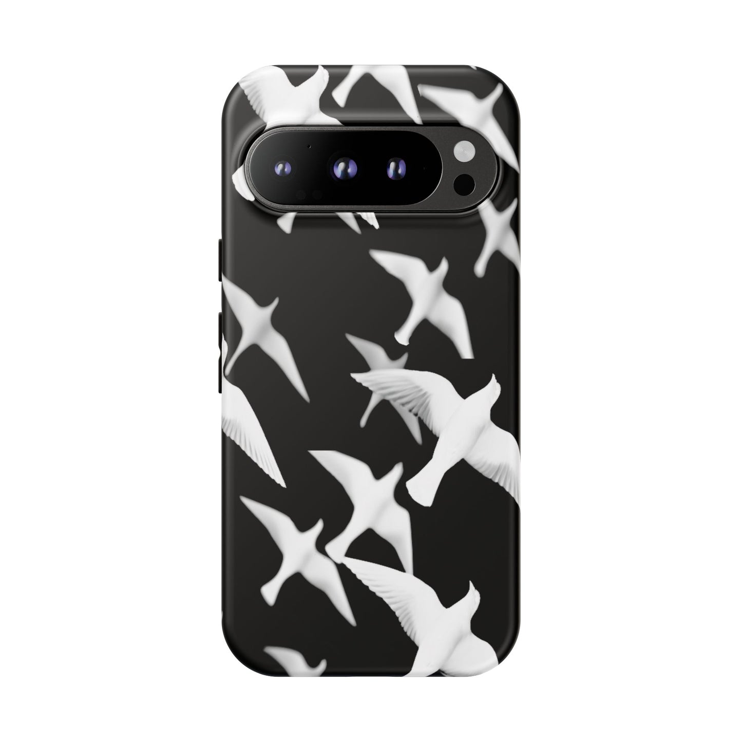 Smith & Raven | Flock of Seagulls Tough Case | Black w/White Bird Pattern | Phone Case