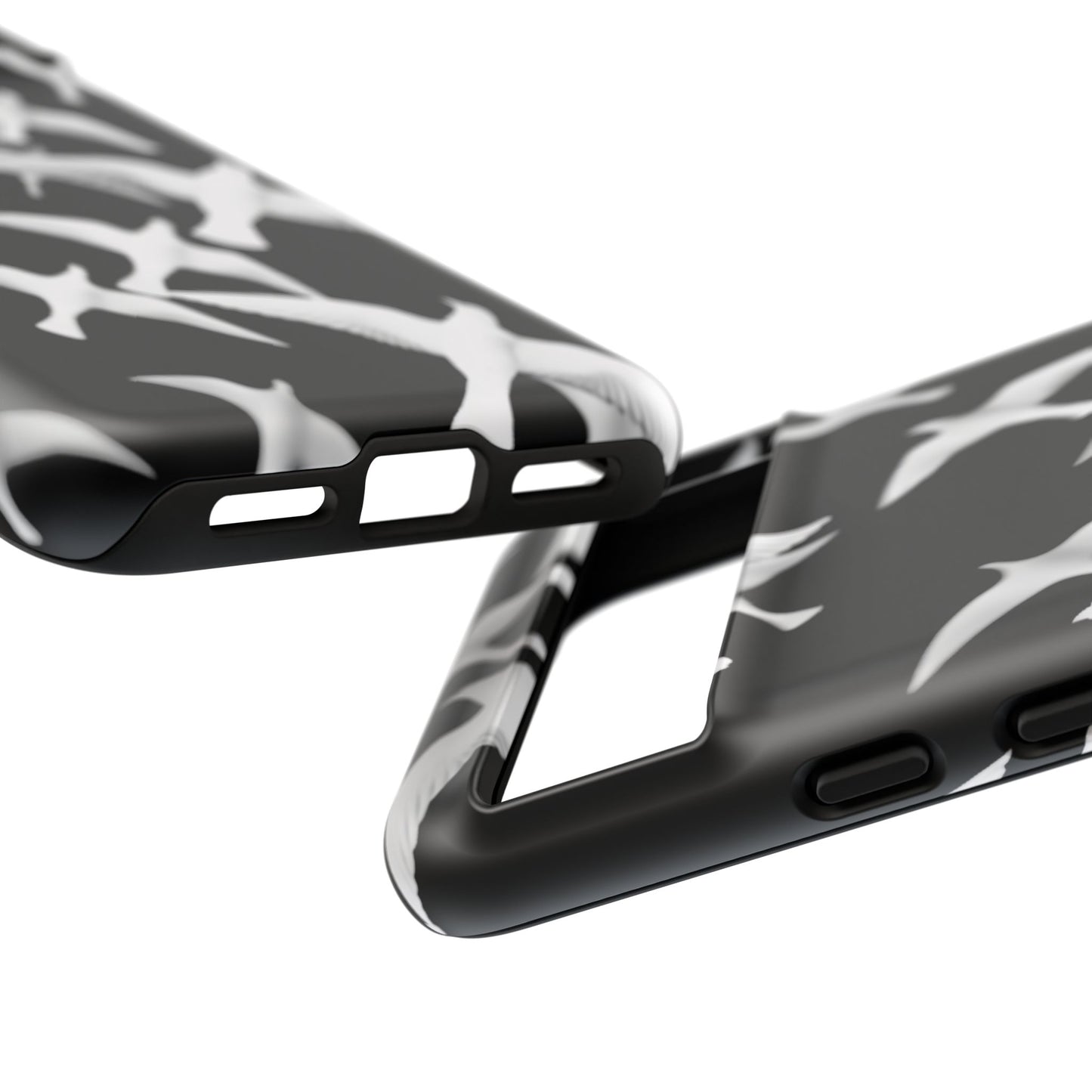 Smith & Raven | Flock of Seagulls Tough Case | Black w/White Bird Pattern | Phone Case