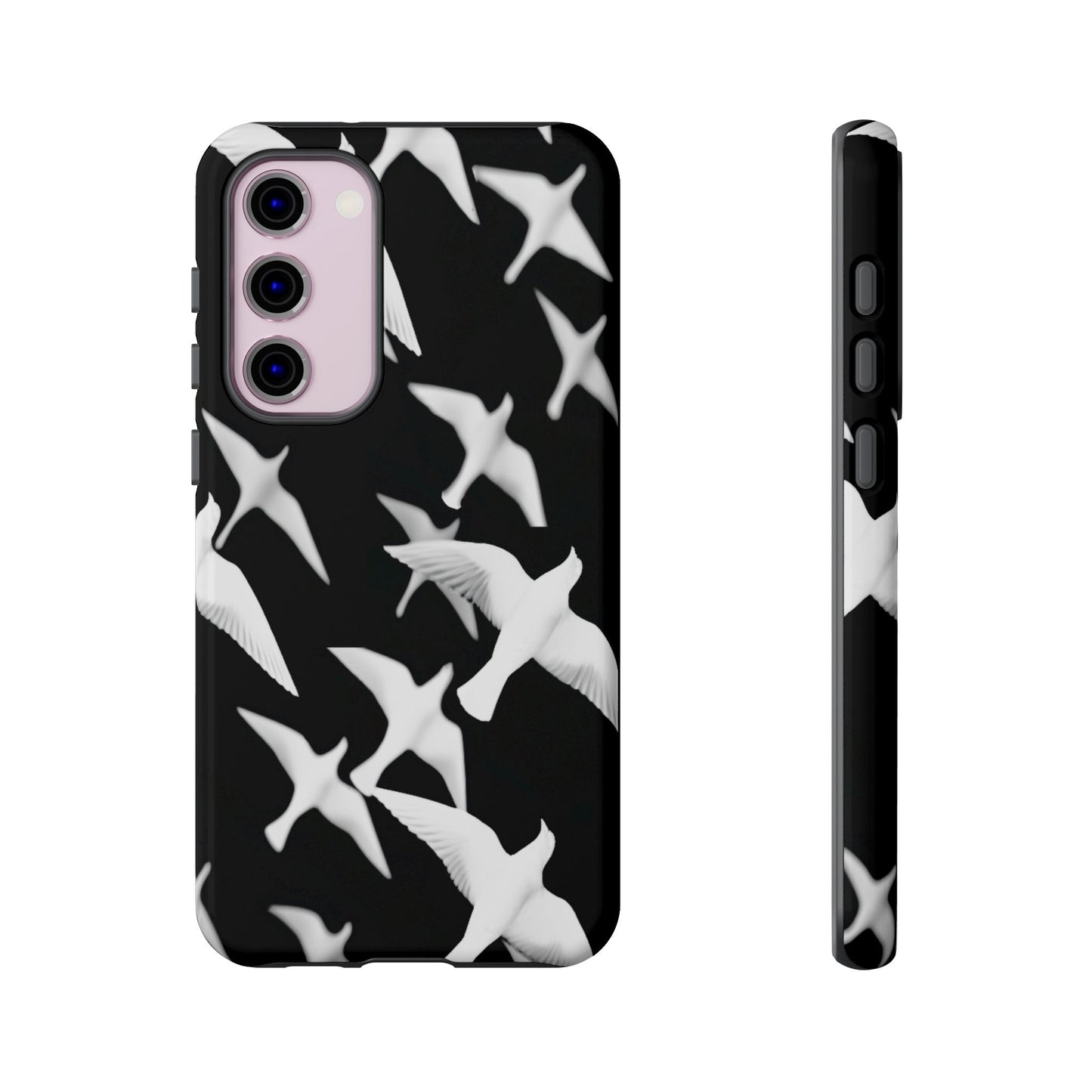 Smith & Raven | Flock of Seagulls Tough Case | Black w/White Bird Pattern | Phone Case