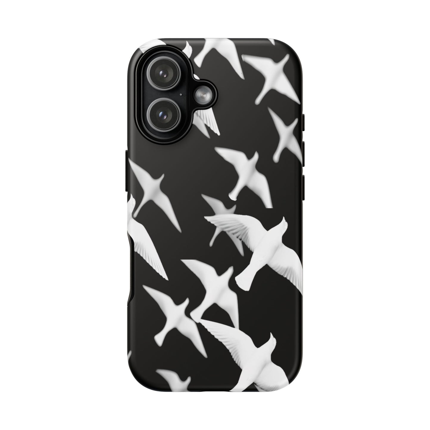 Smith & Raven | Flock of Seagulls Tough Case | Black w/White Bird Pattern | Phone Case