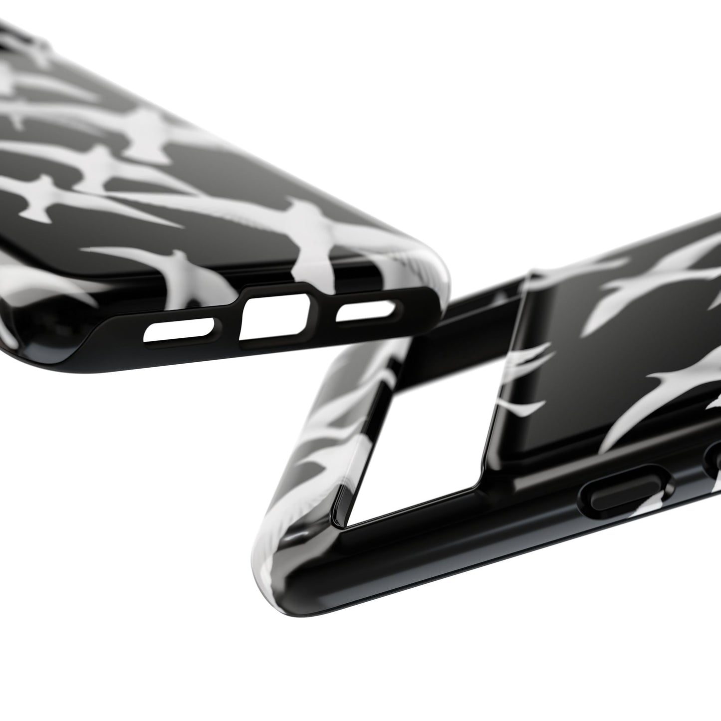 Smith & Raven | Flock of Seagulls Tough Case | Black w/White Bird Pattern | Phone Case