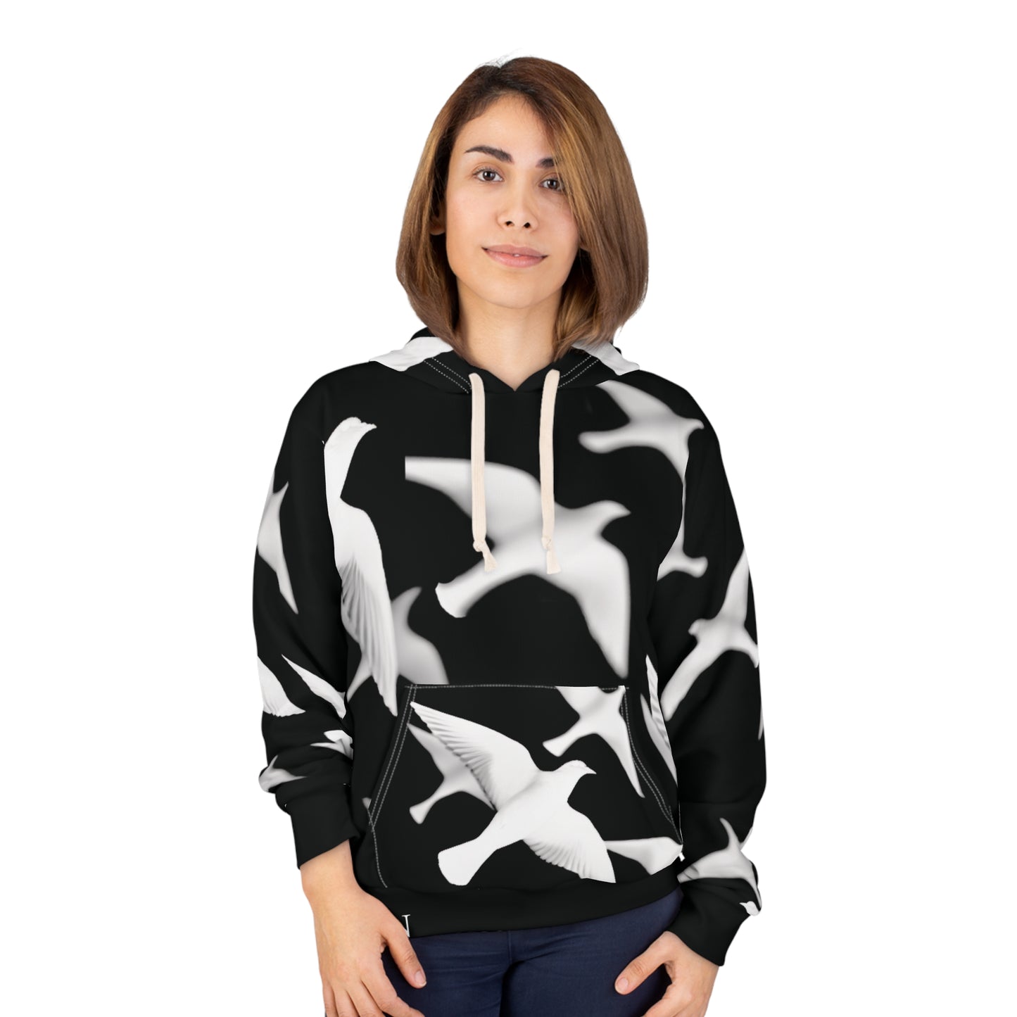 Smith & Raven | Flock of Seagulls Silhouette Hoodie | Black w/White Bird Print
