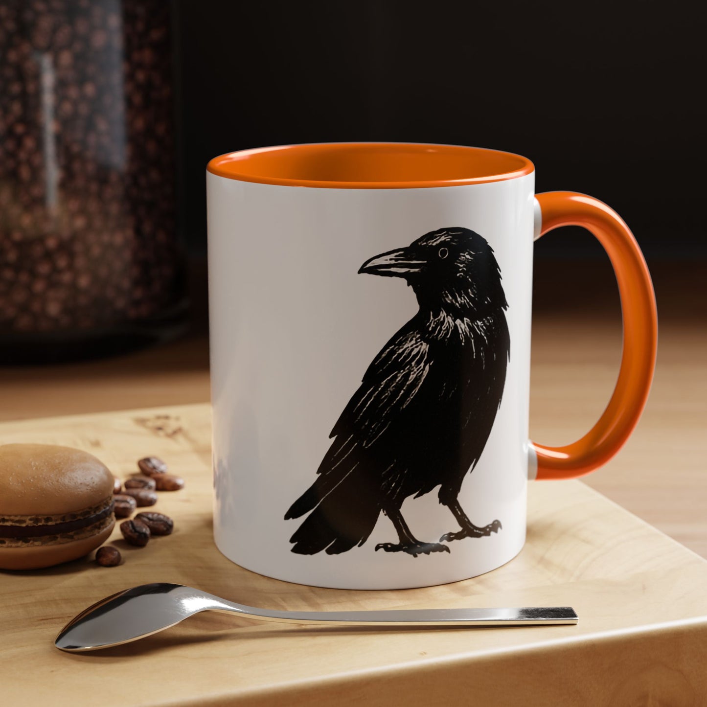 Smith & Raven | Black Raven Illustration | Accent Color Mugs | 11oz, 15oz