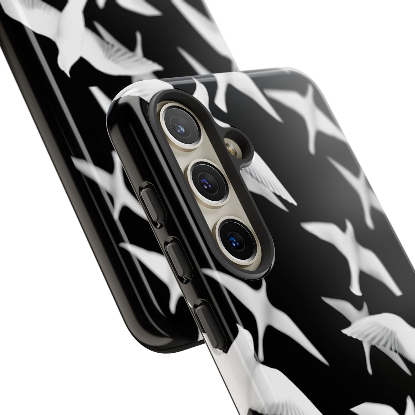 Smith & Raven | Flock of Seagulls Tough Case | Black w/White Bird Pattern | Phone Case