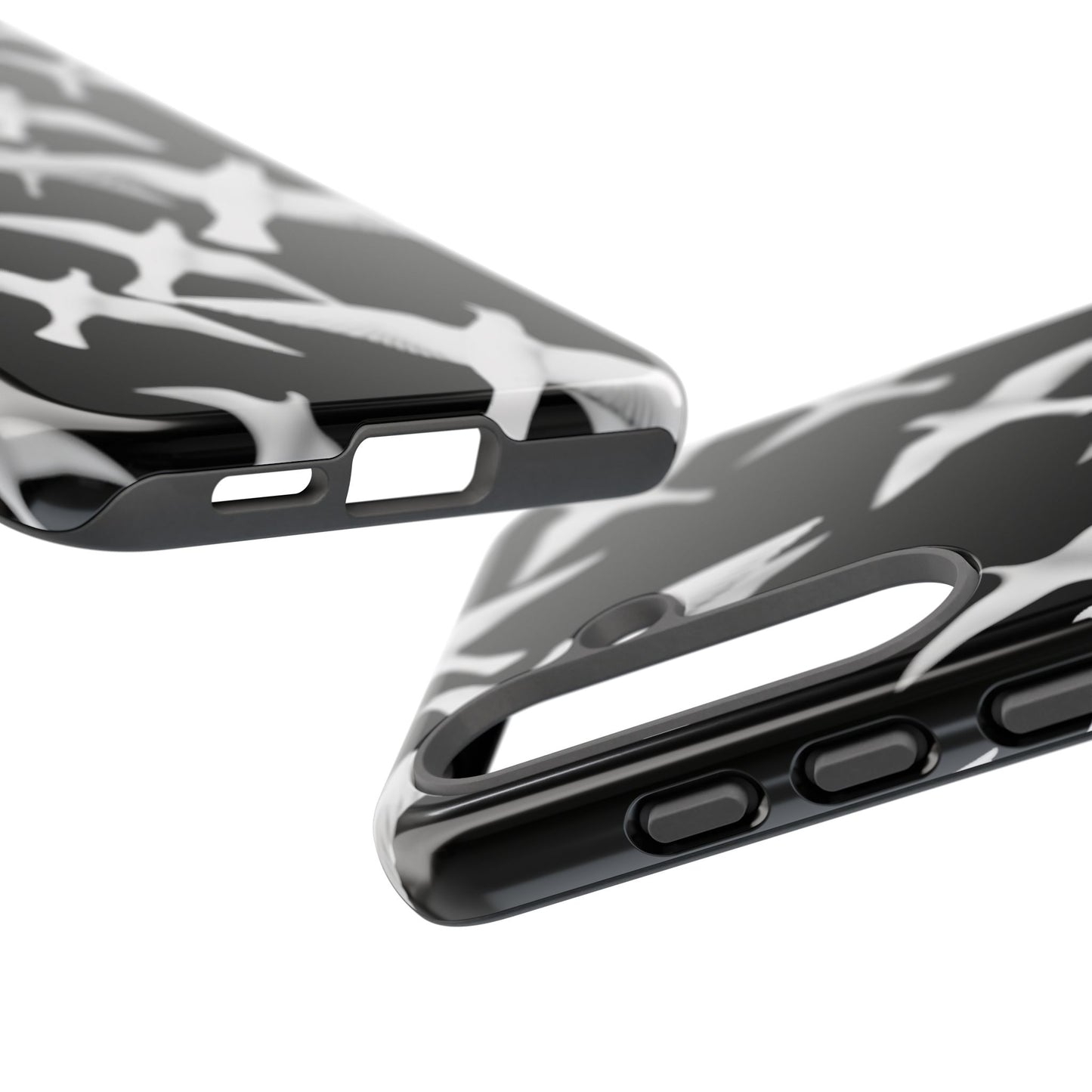 Smith & Raven | Flock of Seagulls Tough Case | Black w/White Bird Pattern | Phone Case