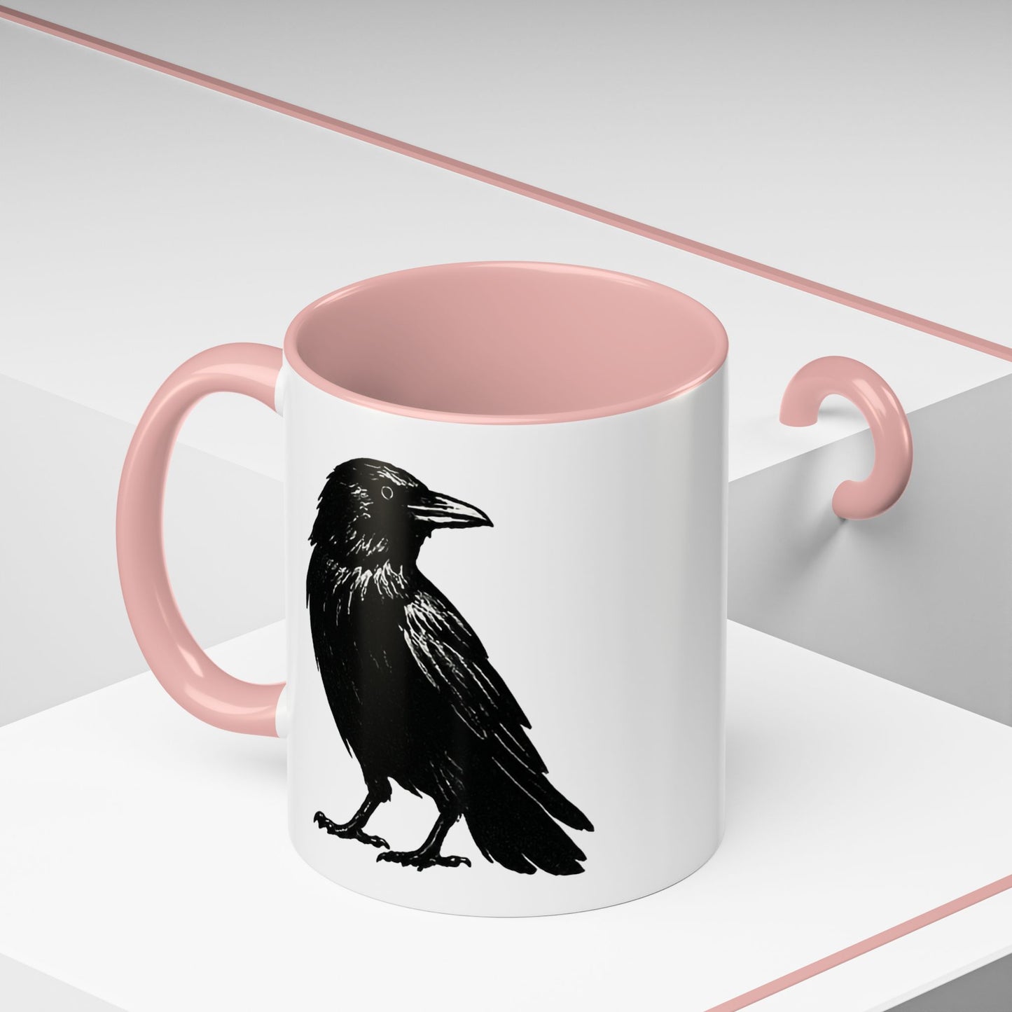 Smith & Raven | Black Raven Illustration | Accent Color Mugs | 11oz, 15oz