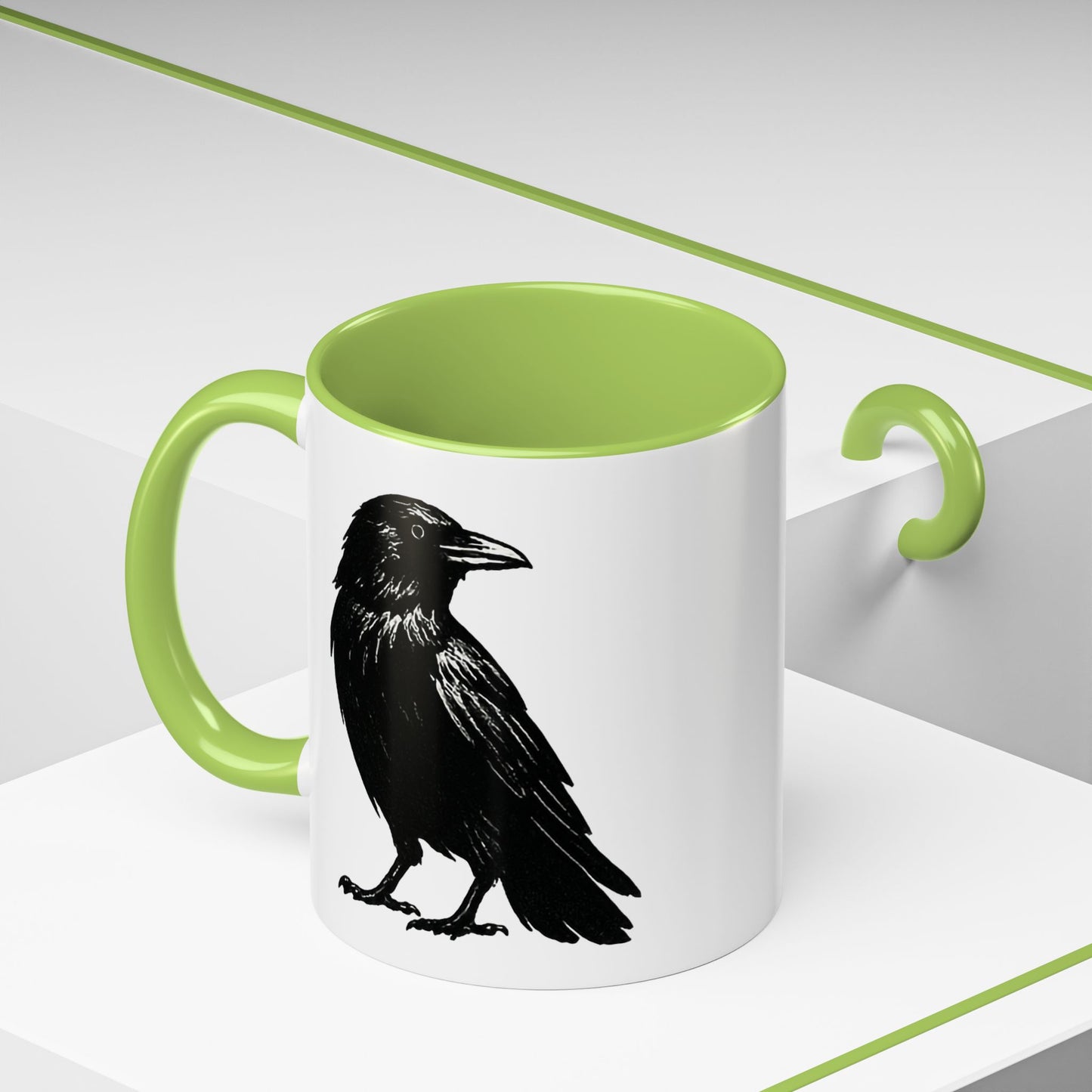 Smith & Raven | Black Raven Illustration | Accent Color Mugs | 11oz, 15oz