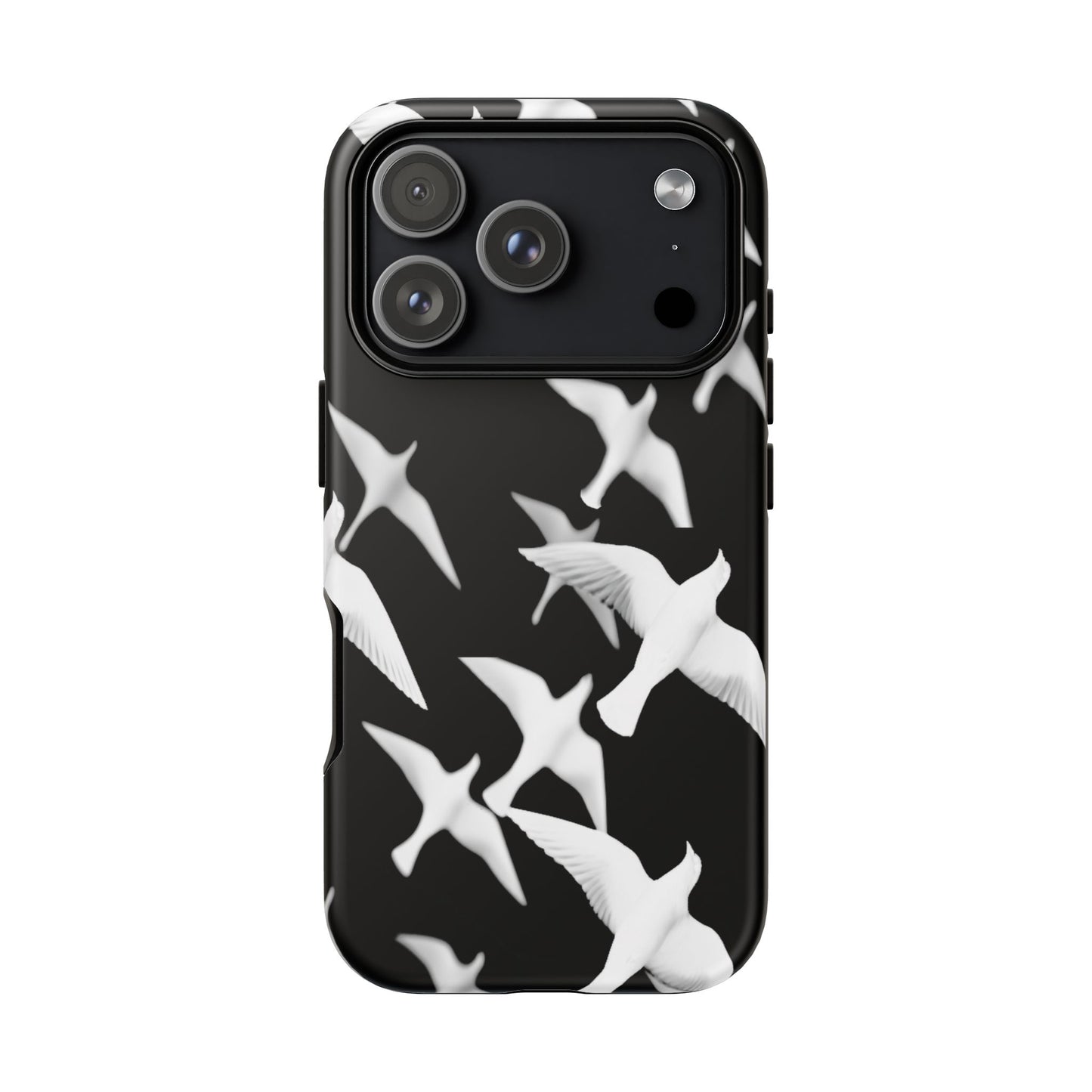 Smith & Raven | Flock of Seagulls Tough Case | Black w/White Bird Pattern | Phone Case