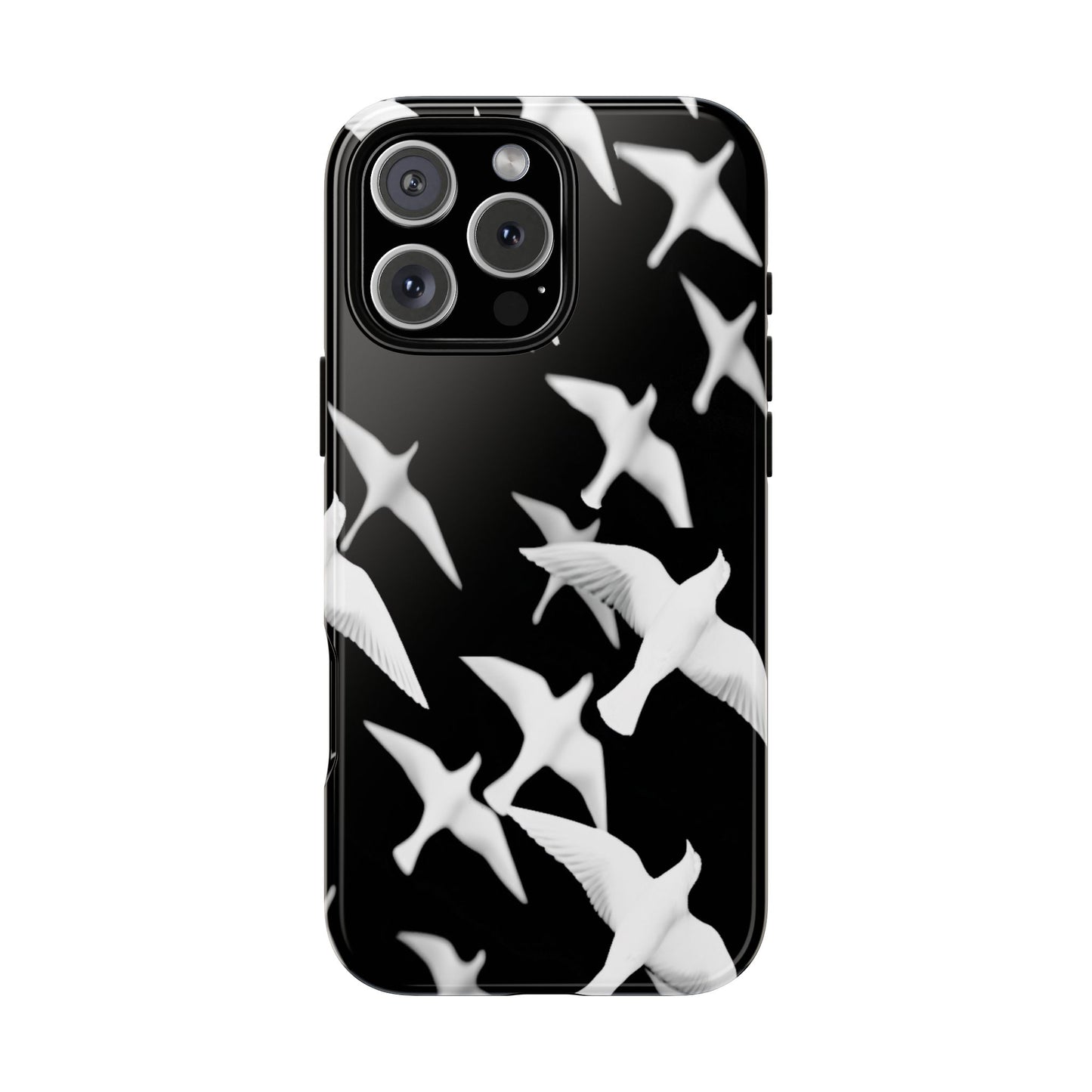 Smith & Raven | Flock of Seagulls Tough Case | Black w/White Bird Pattern | Phone Case
