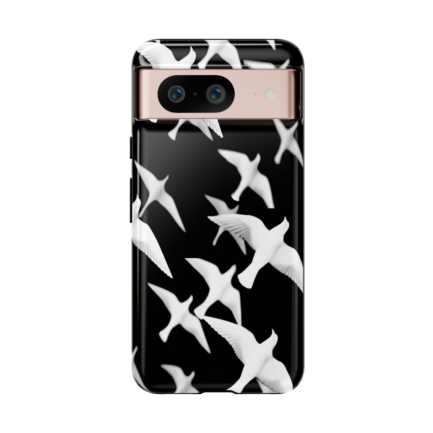 Smith & Raven | Flock of Seagulls Tough Case | Black w/White Bird Pattern | Phone Case